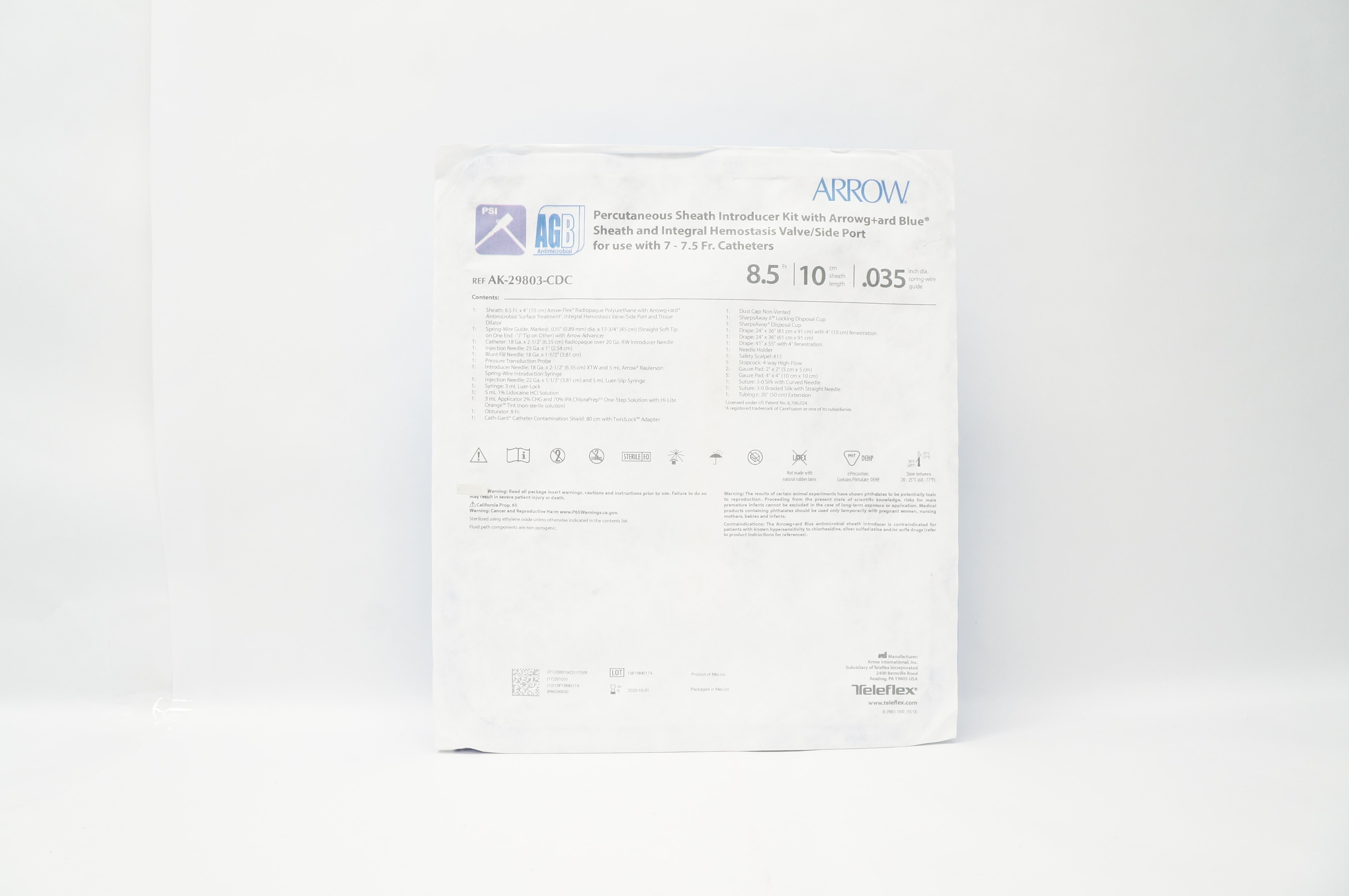 Arrow AK-29803-CDC Arrowgard Blue PSI Kit 8.5Fr x 10cm x 0.035 inch (x)
