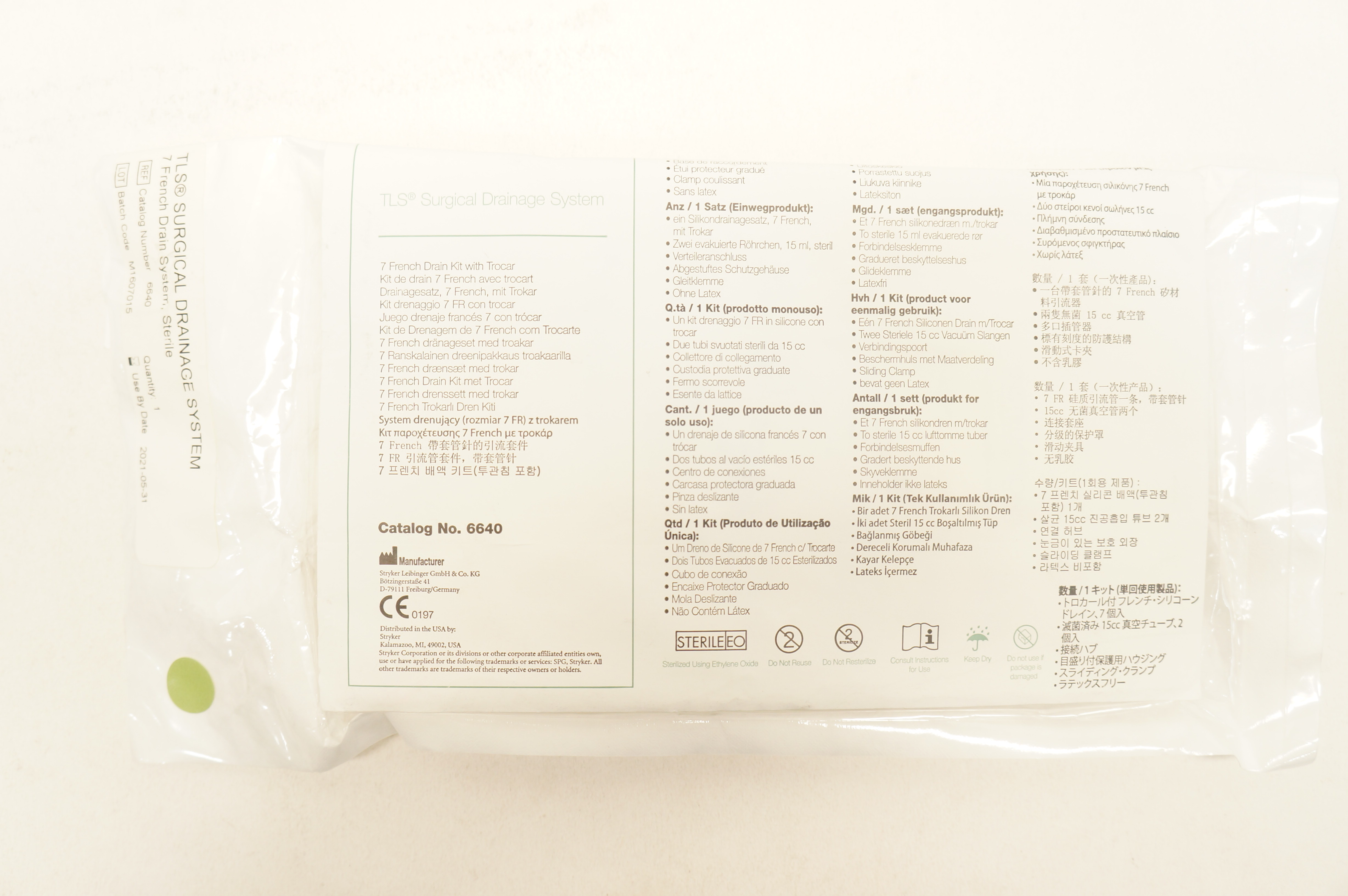 Stryker 6640 TLS Surgical Drainage System 7Fr Drain Kit with Trocar (x)