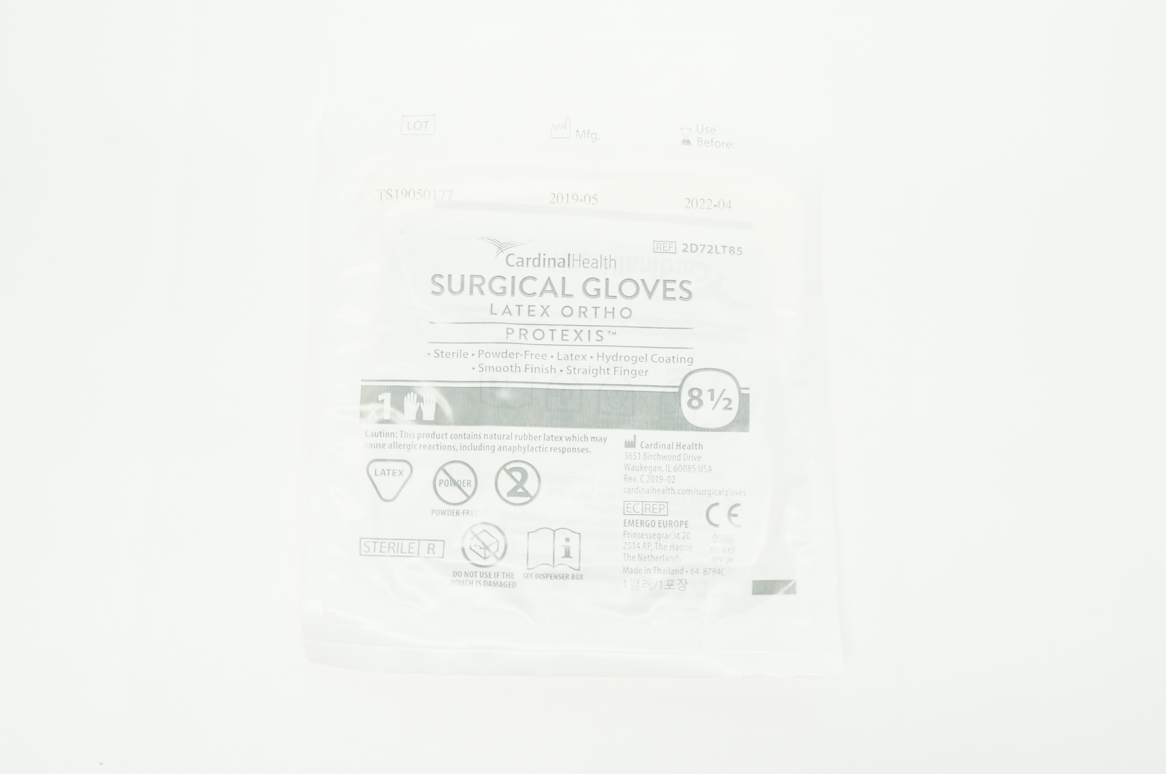 Cardinal Health 2D72LT85 Protexis Surgical Gloves Latex Ortho, Size 8-1/2