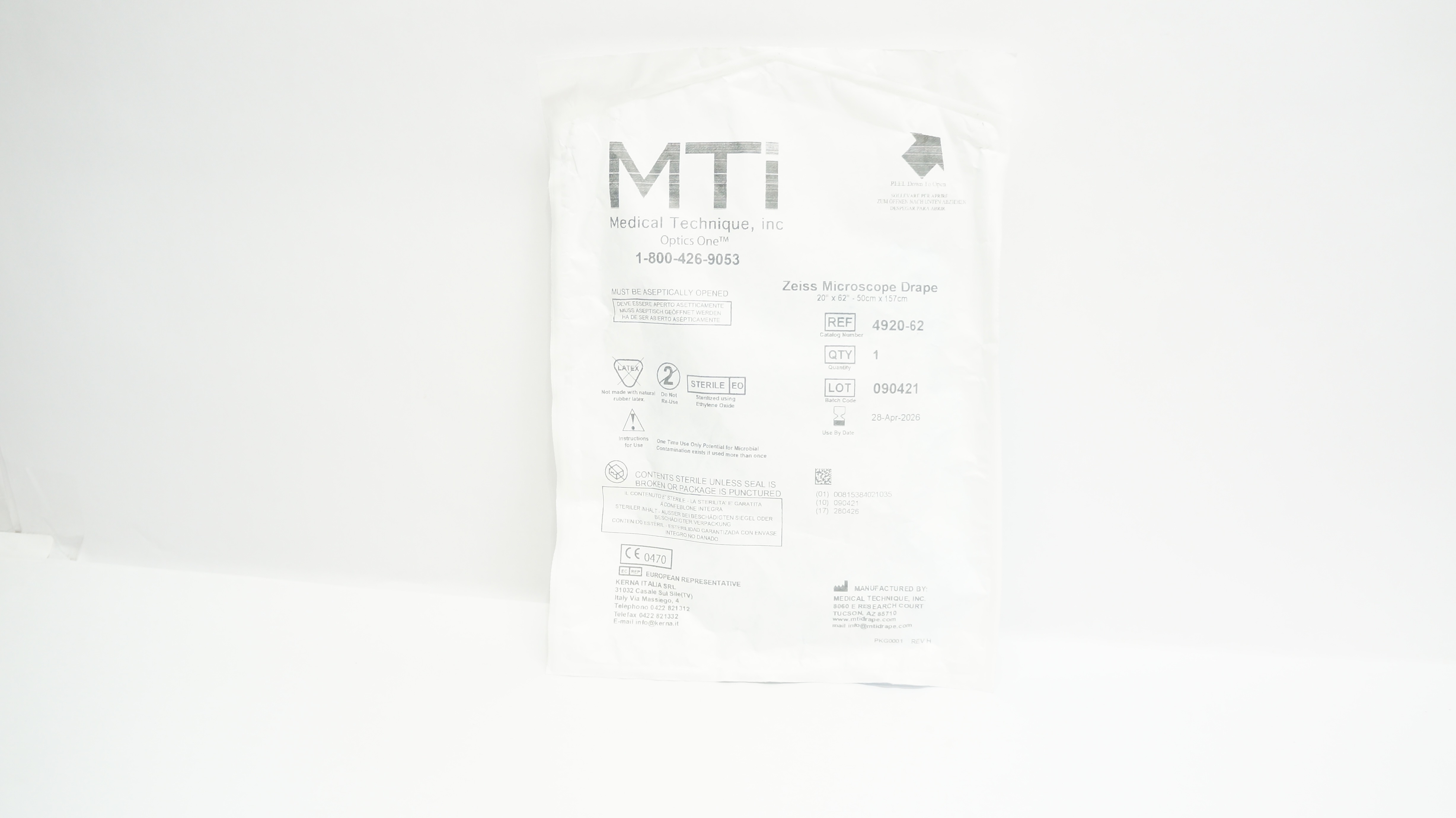 MTI 4920-62 Zeiss Microscope Drape 20inch x 62inch
