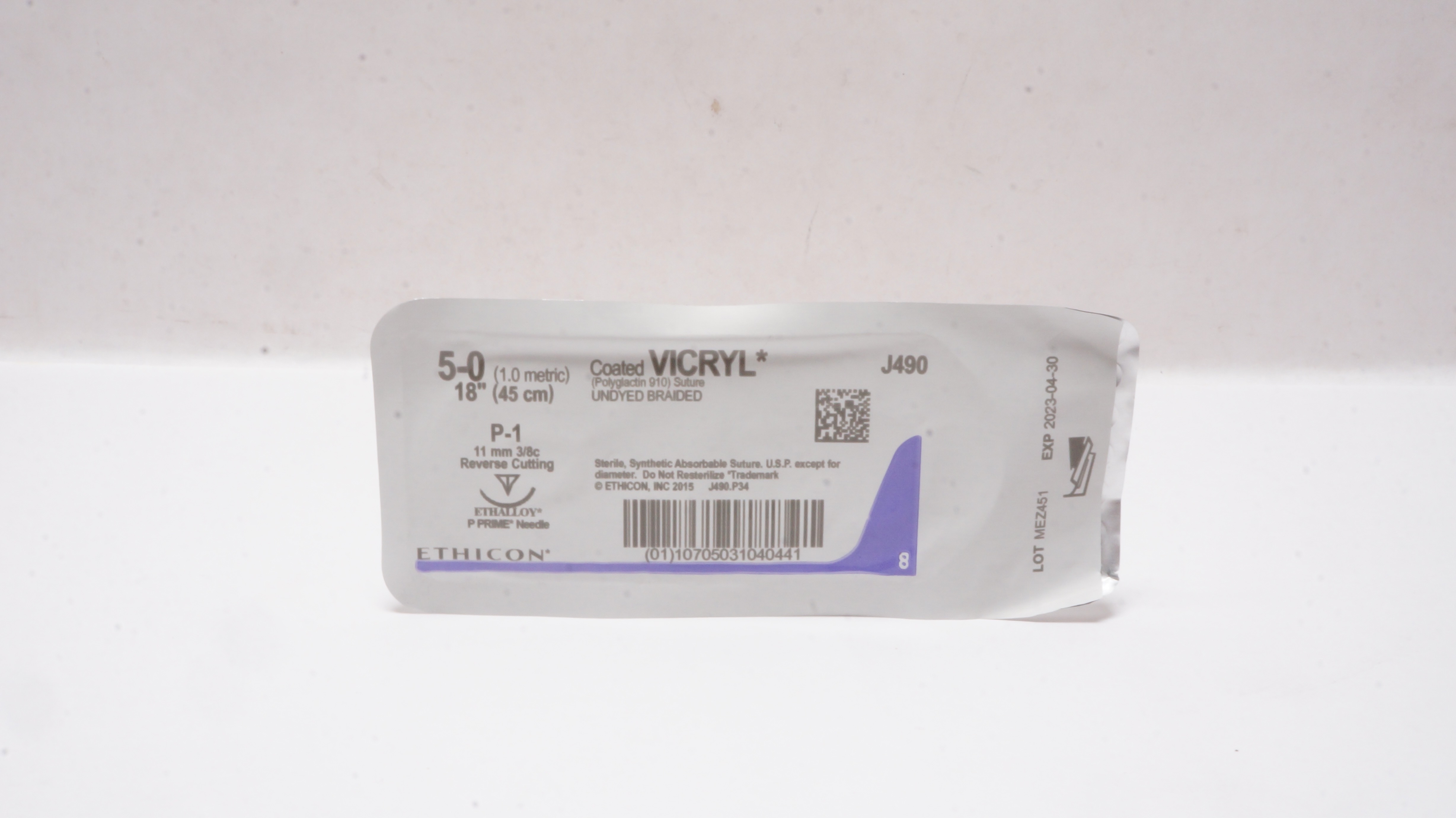 Ethicon J490 5-0 Coated VICRYL P-1 11mm 3/8c Reverse Cutting 18inch