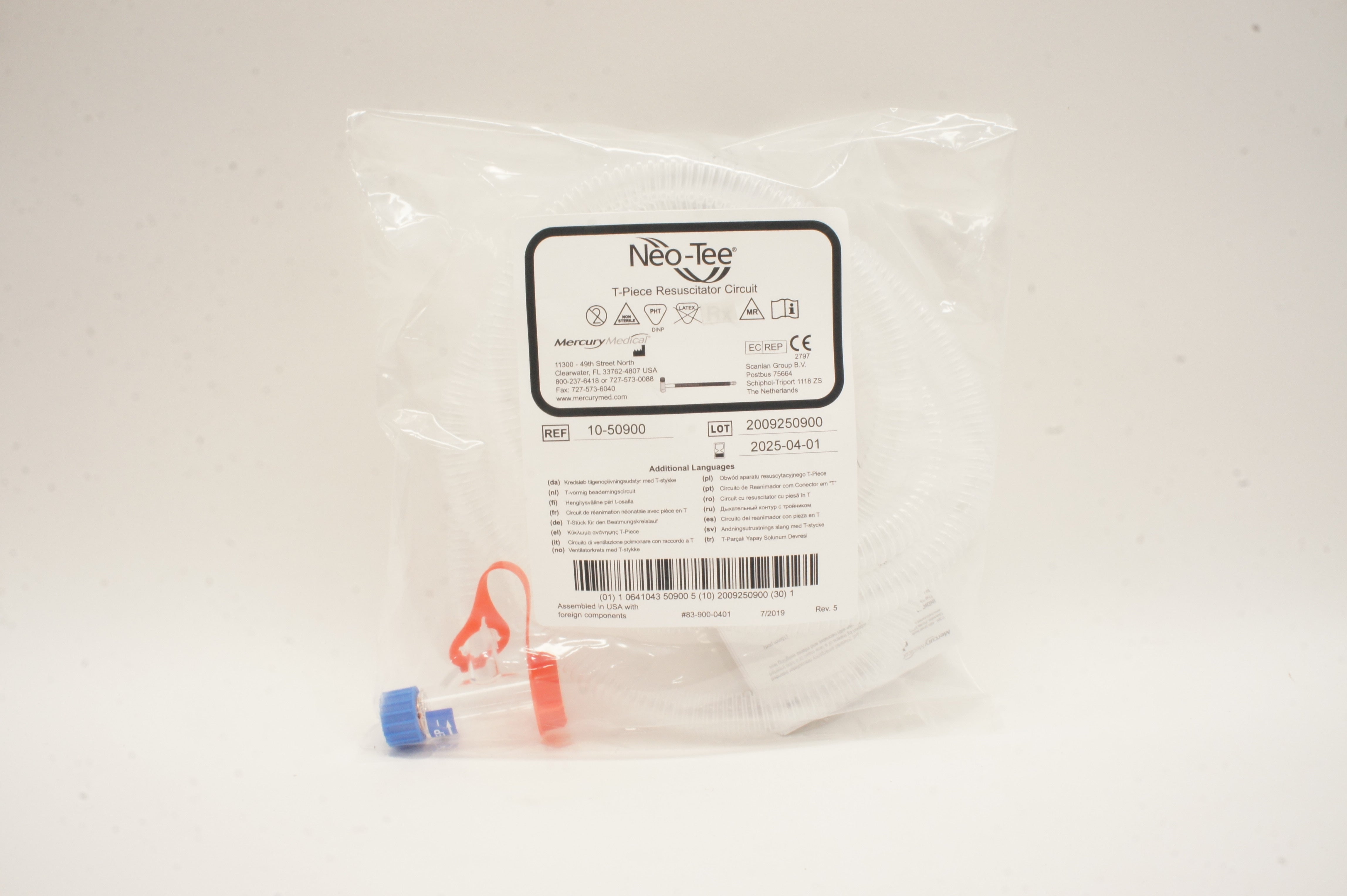 Mercury Medical 10-50900 Neo-Tee T-Piece Resuscitator Circuit