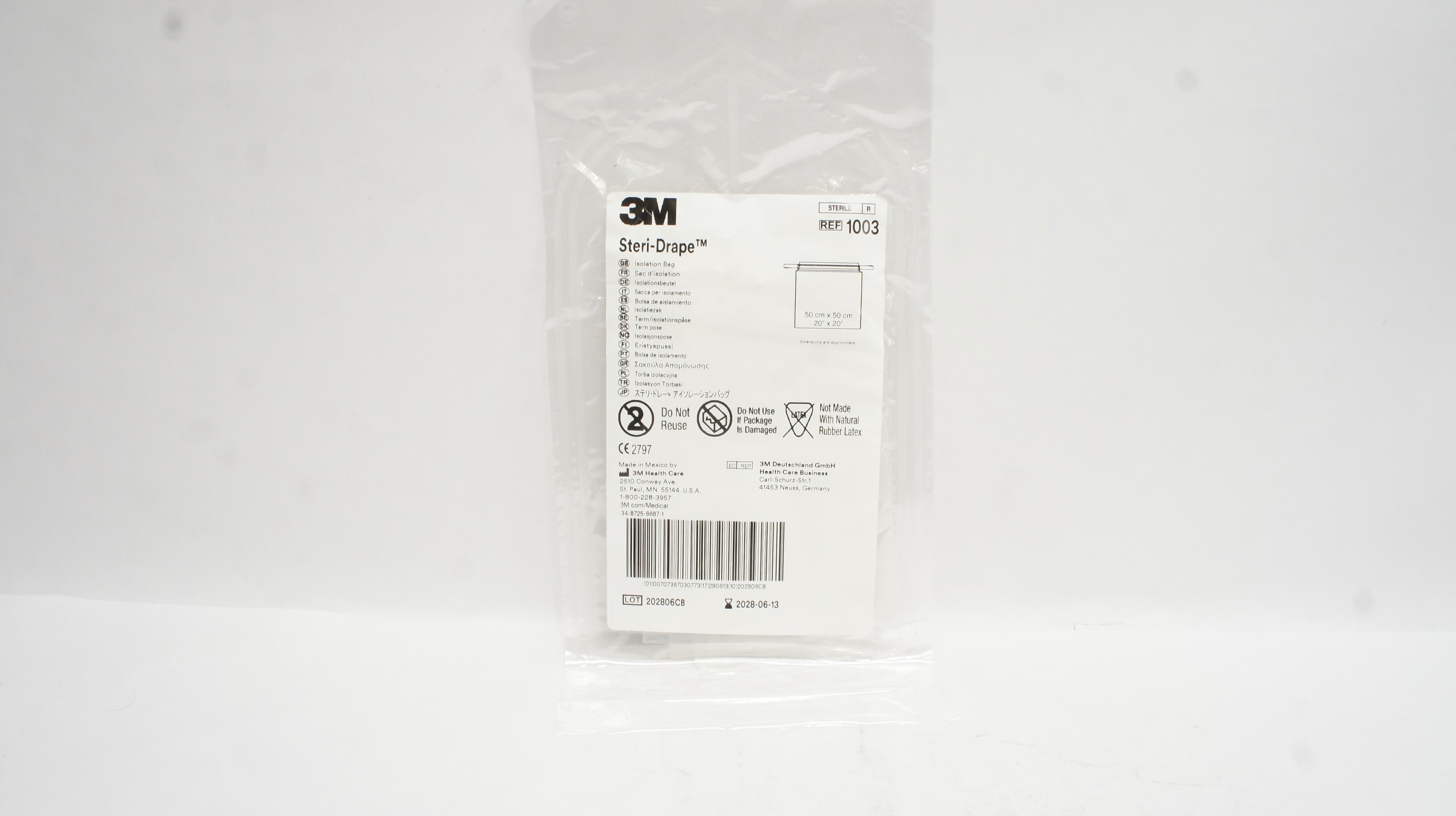 3M 1003 Steri-Drape Isolation Bag 20inch x 20inch