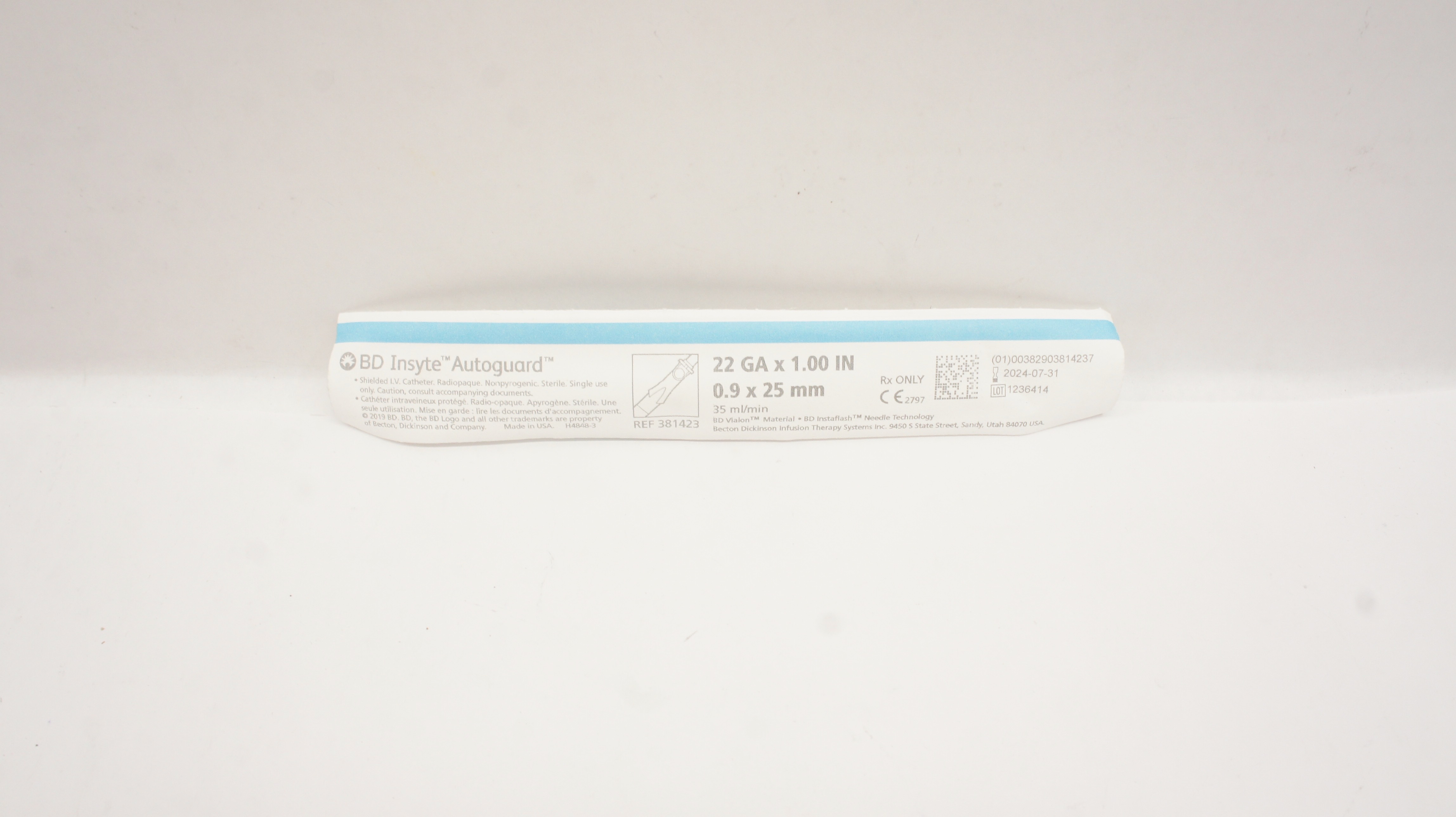 BD 381423 Insyte Autoguard Shielded IV Cath. 22G x 1inch 35 ml