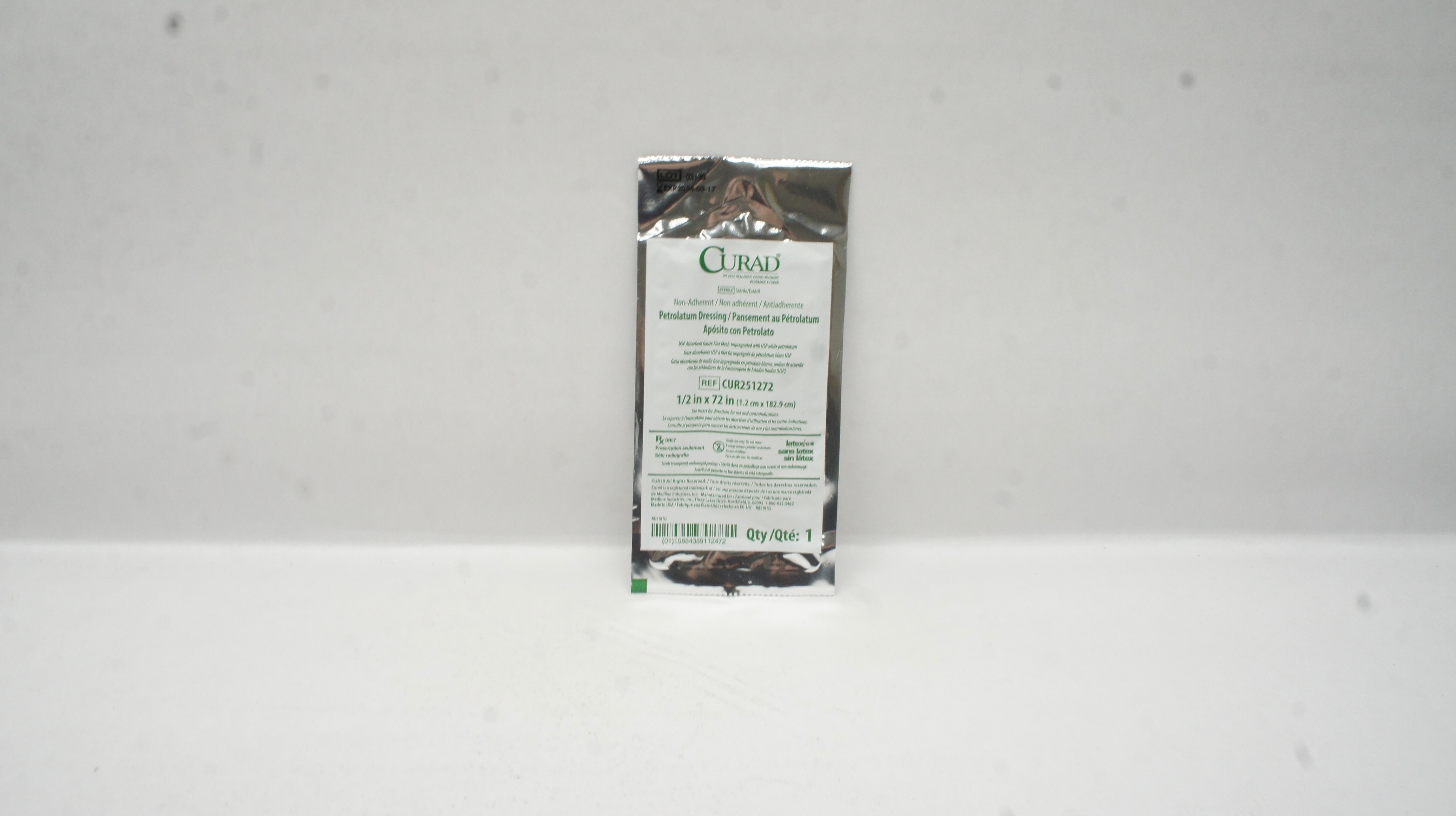 Curad CUR251272 Petrolatum Dressing in Overwrap 1/2inch x 72inch