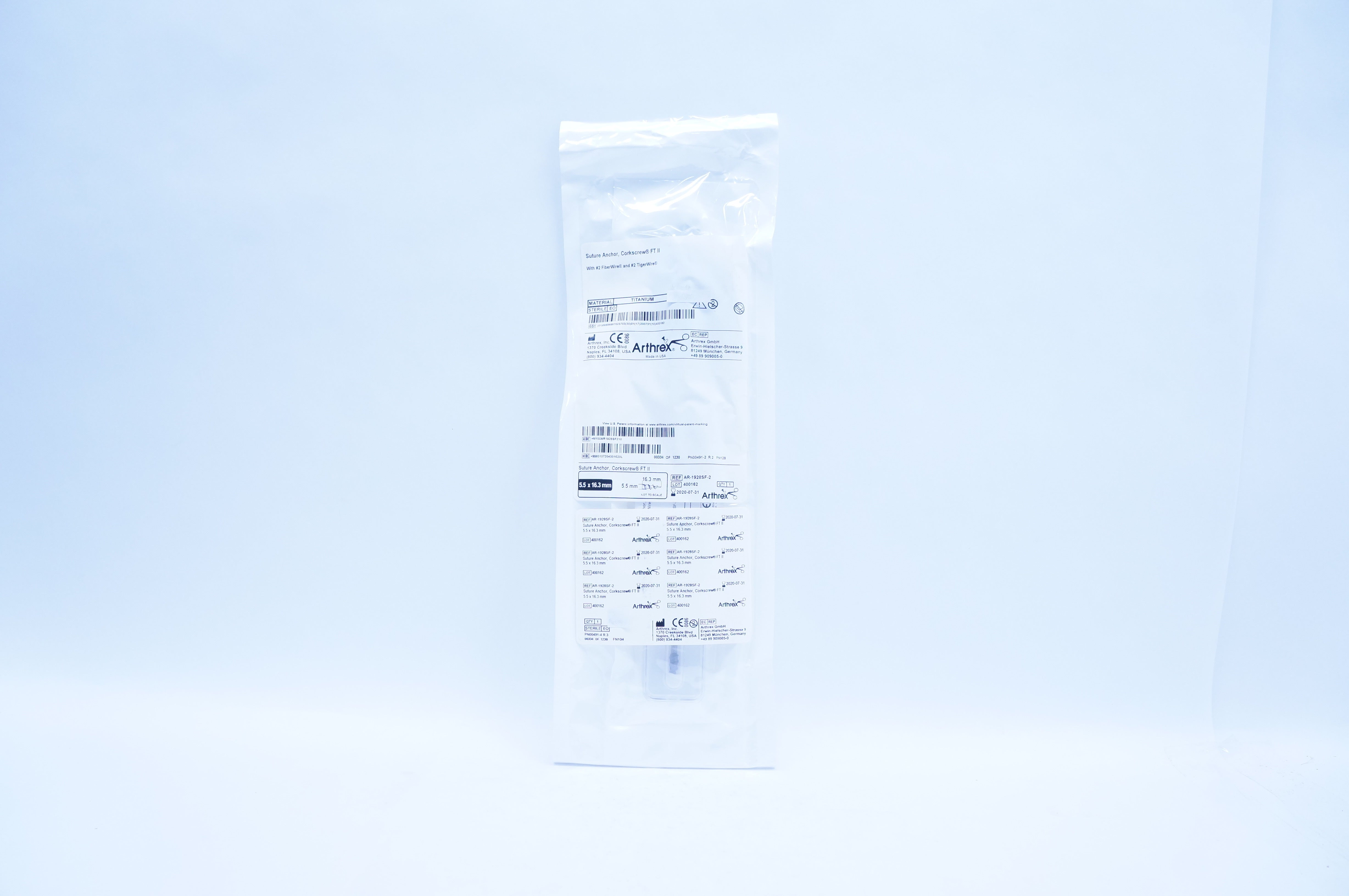 Arthrex AR-1928SF-2 Stre Anchor, Corkscrew FT II, 5.5 x 16.3mm (x)