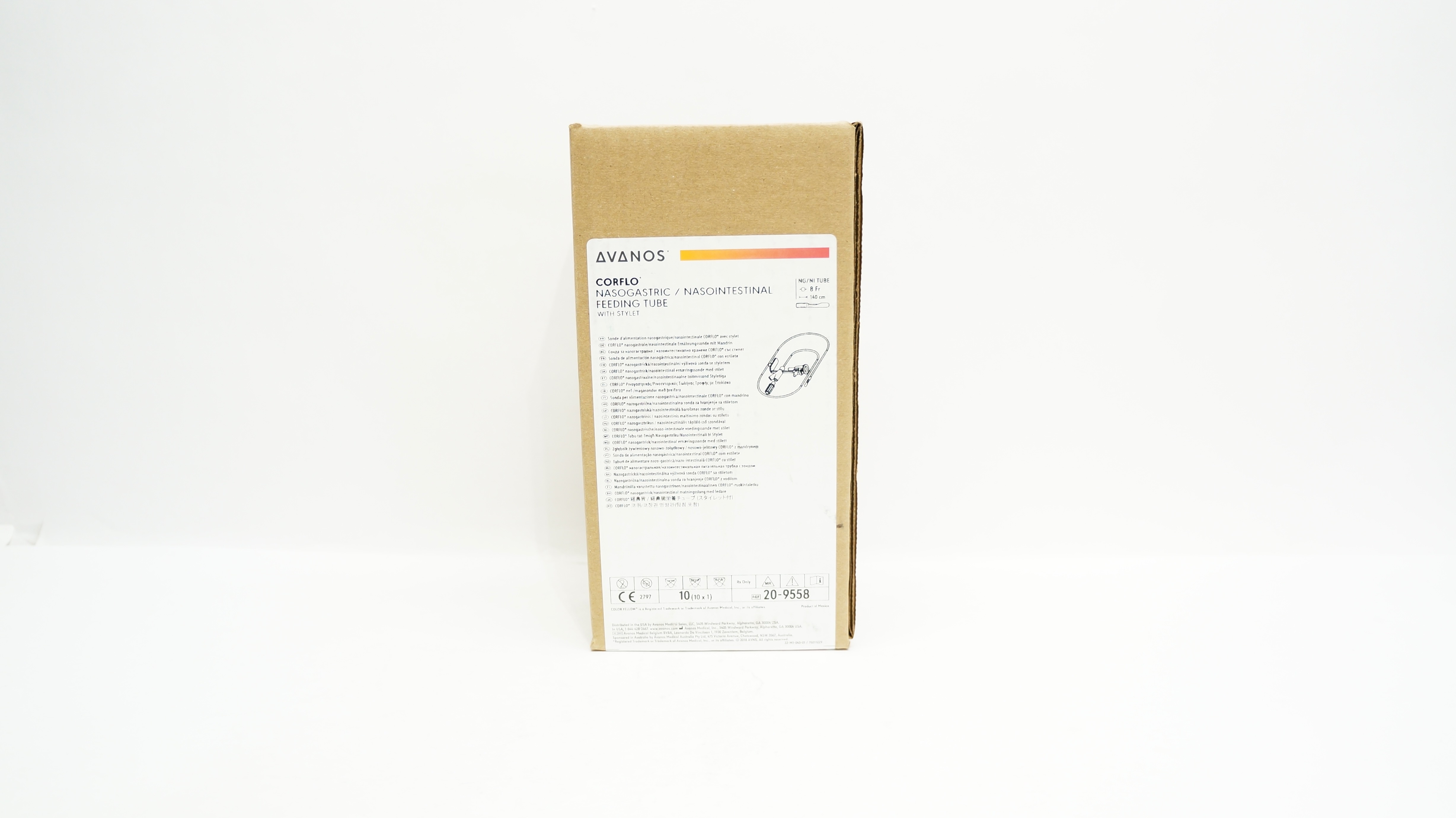 Avanos 20-9558 Nasogastric/Nasointestinal Feeding Tube 8Fr x 140cm - Box of 10