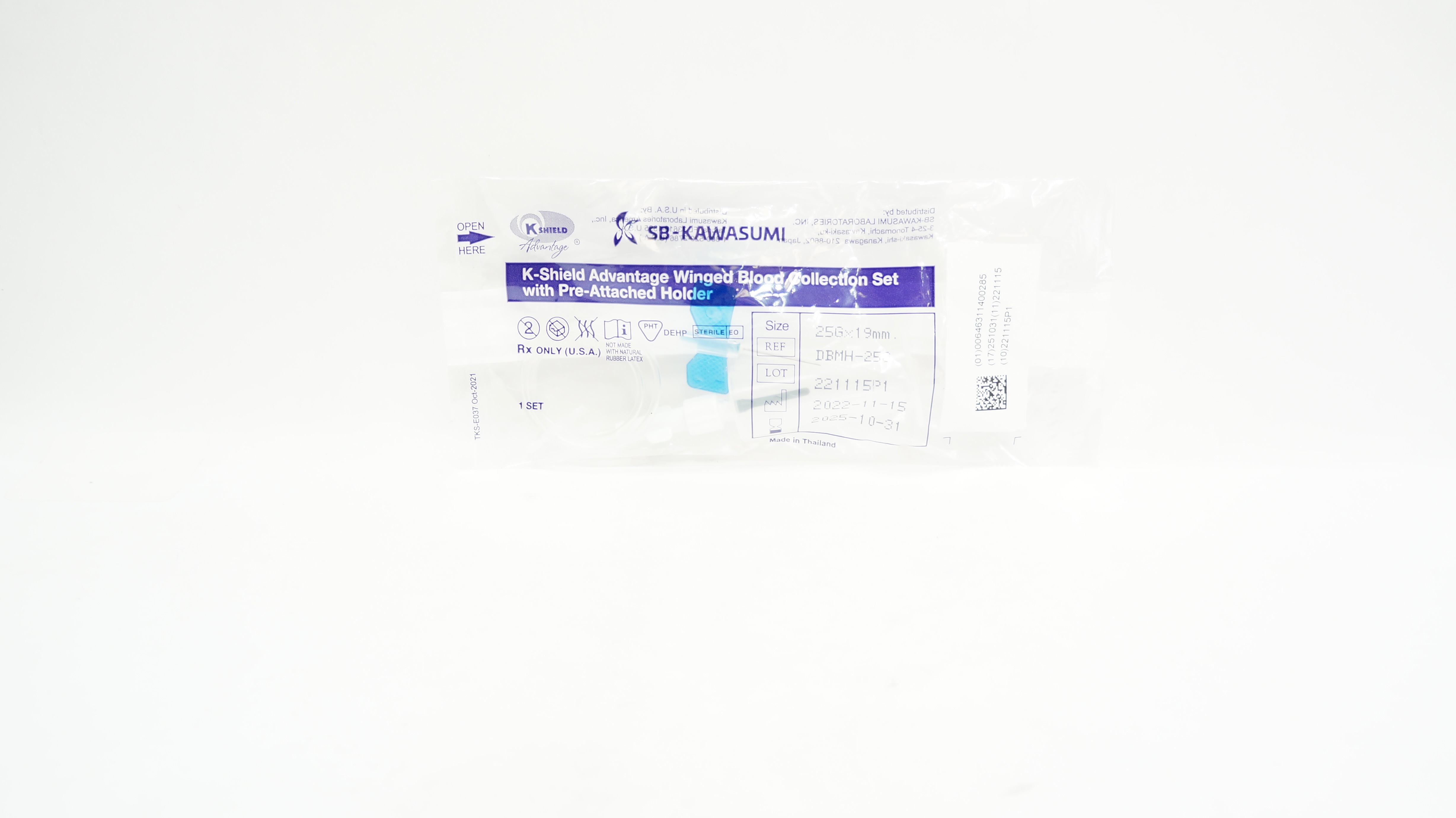 Kawasumi DBMH-25G K-Shield Advantage Winged Blood Collection Set