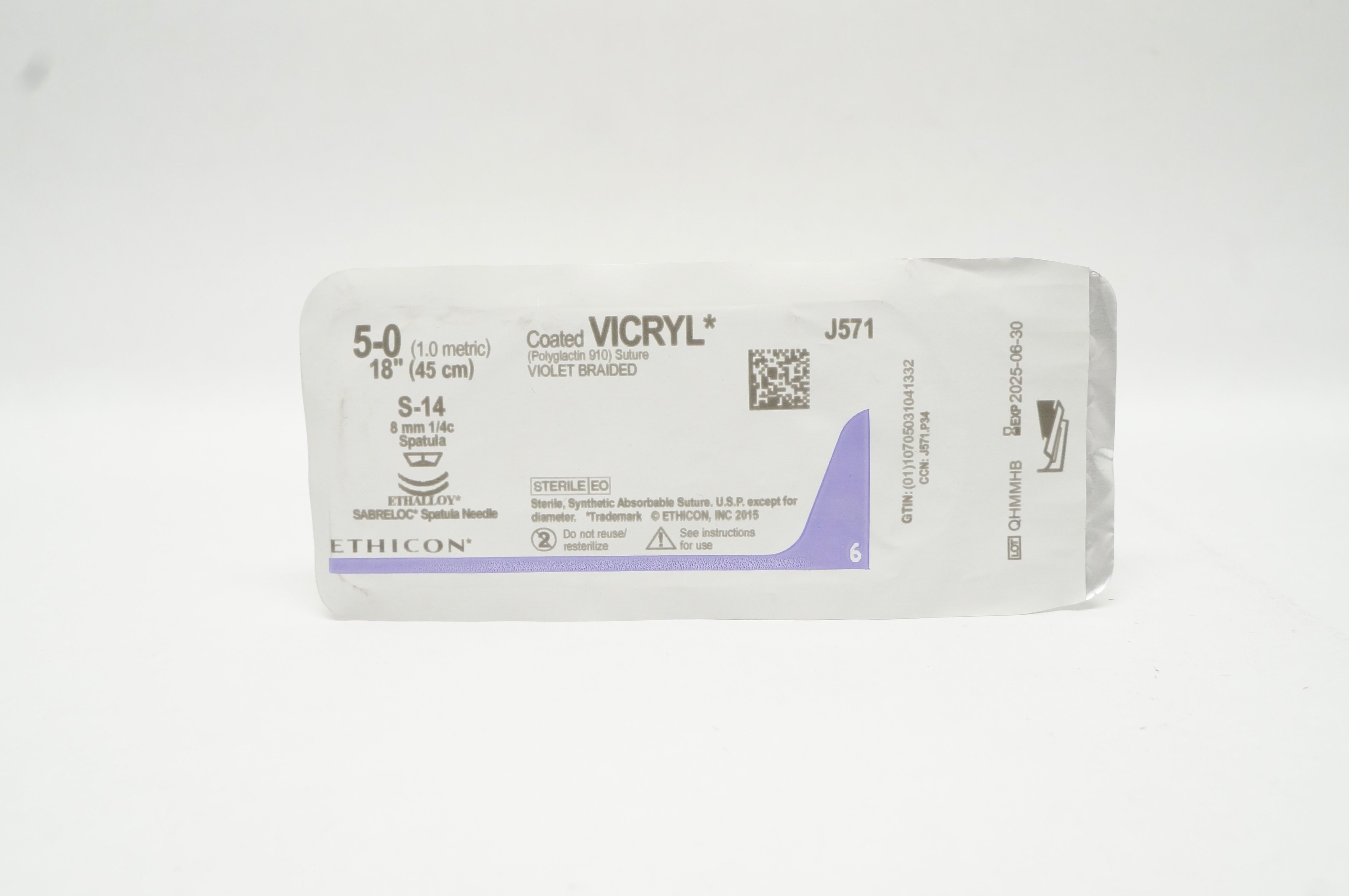 Ethicon J571 VICRYL SABRELOC S-14 Violet Braided 18