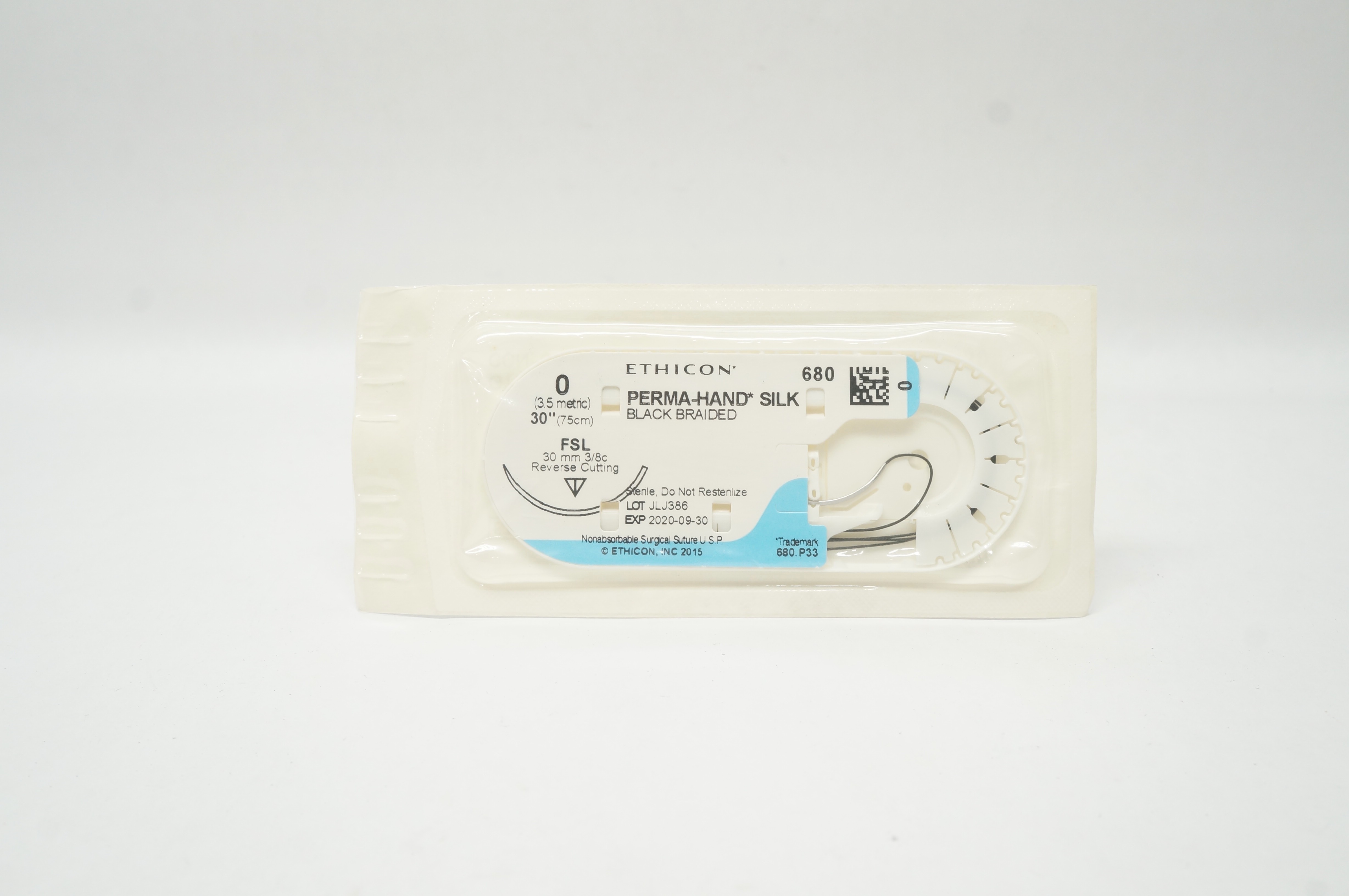 Ethicon 680 0 Perma-Hand Silk Stre FSL 30mm 3/8c Reverse Cutting, 30inch (x)