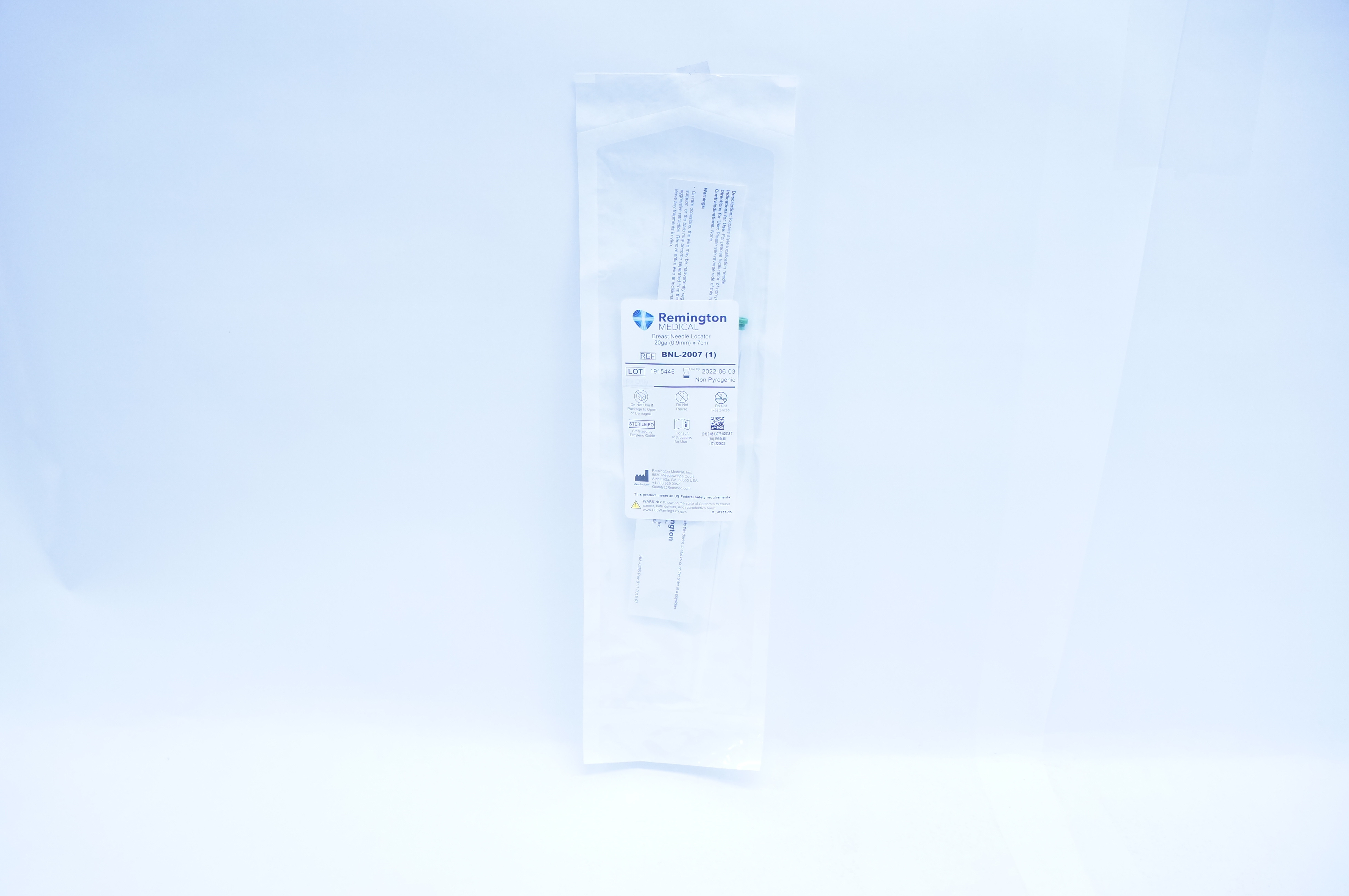 Remington Medical BNL-2007 Breast Ndle Locator 20ga x 7cm