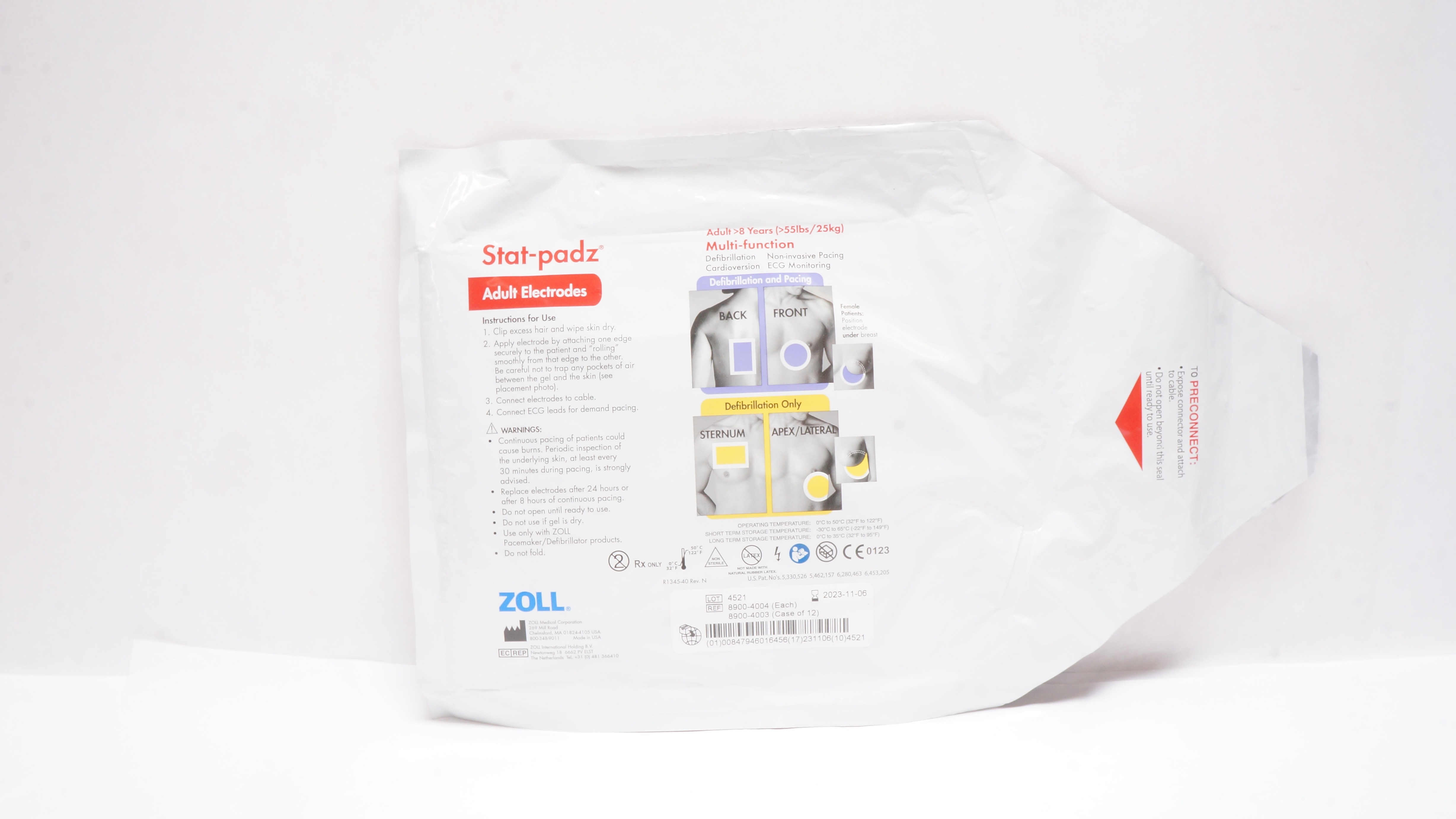 Zoll 8900-4004 Stat-padz Multi-Function Adult Electrodes >8 Years >55 lbs (x)