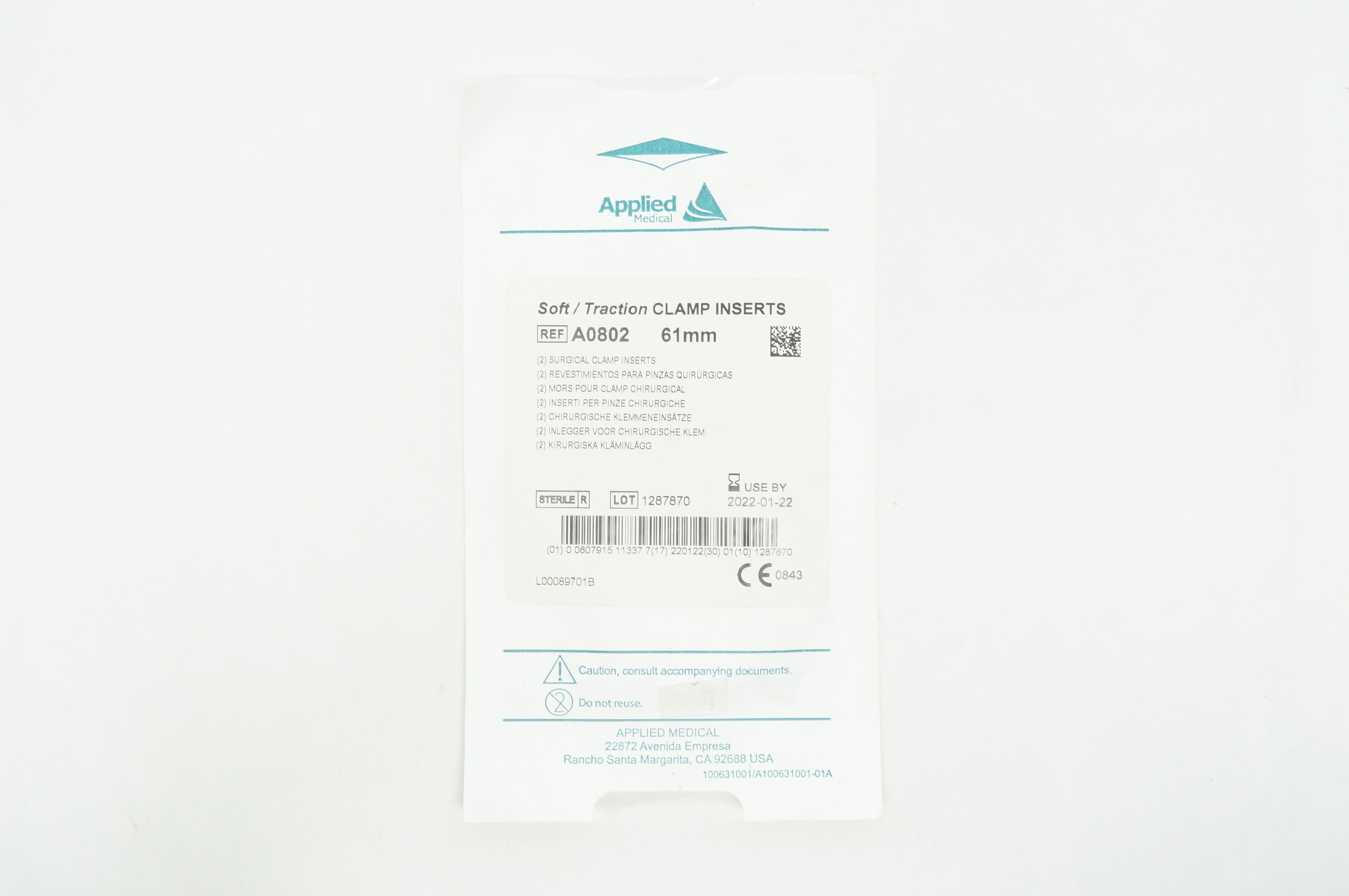 Applied Medical A0802 Soft/Traction Surgical Clamp Iserts 61mm  - Pack of 2