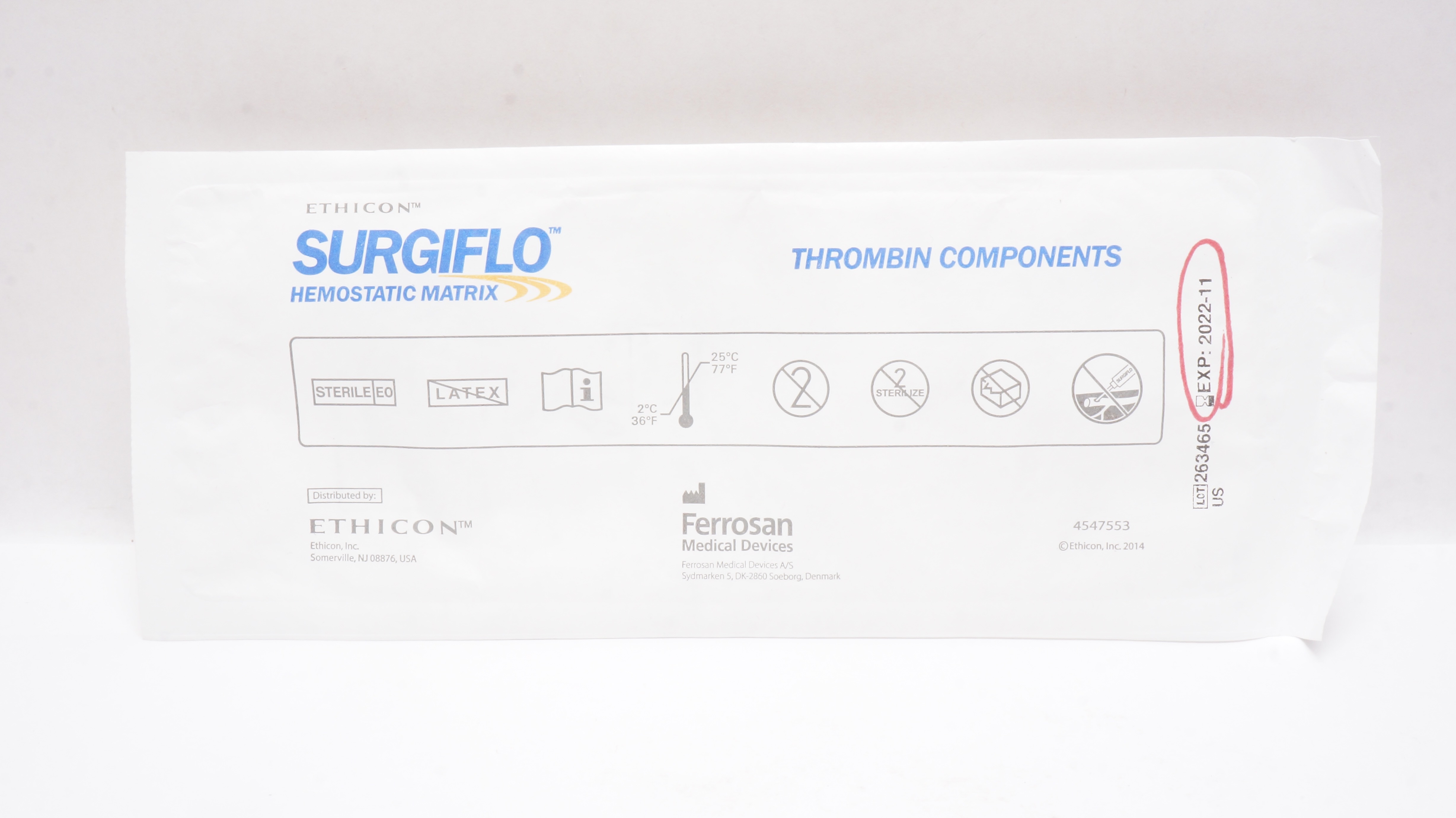 Ethicon 4547553 Ferrosan SurgiFlo Hemostatic Matrix Thrombin Components (x)