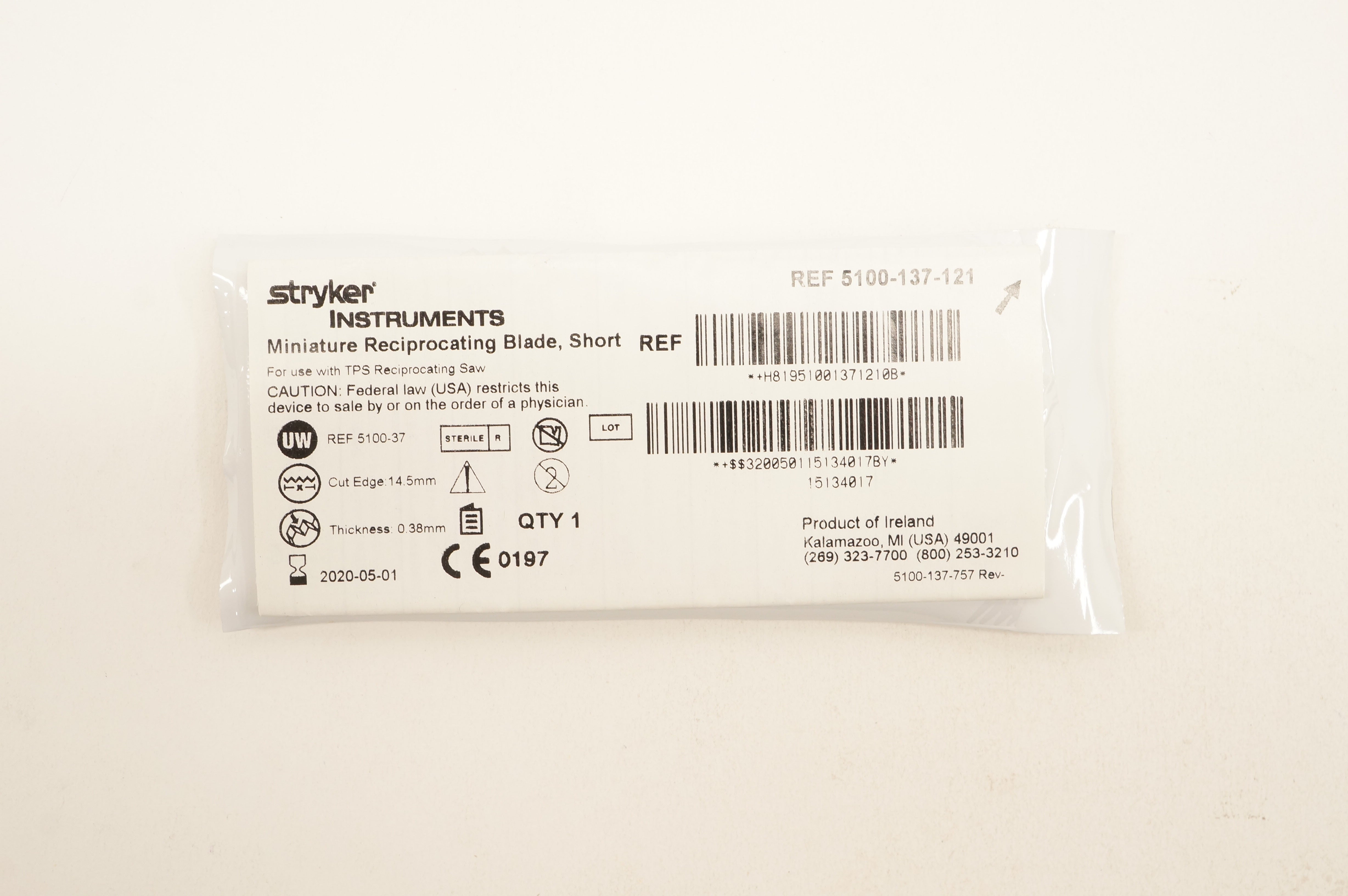 Stryker 5100-137-121 Miniature Reciprocating Blade Short (x)