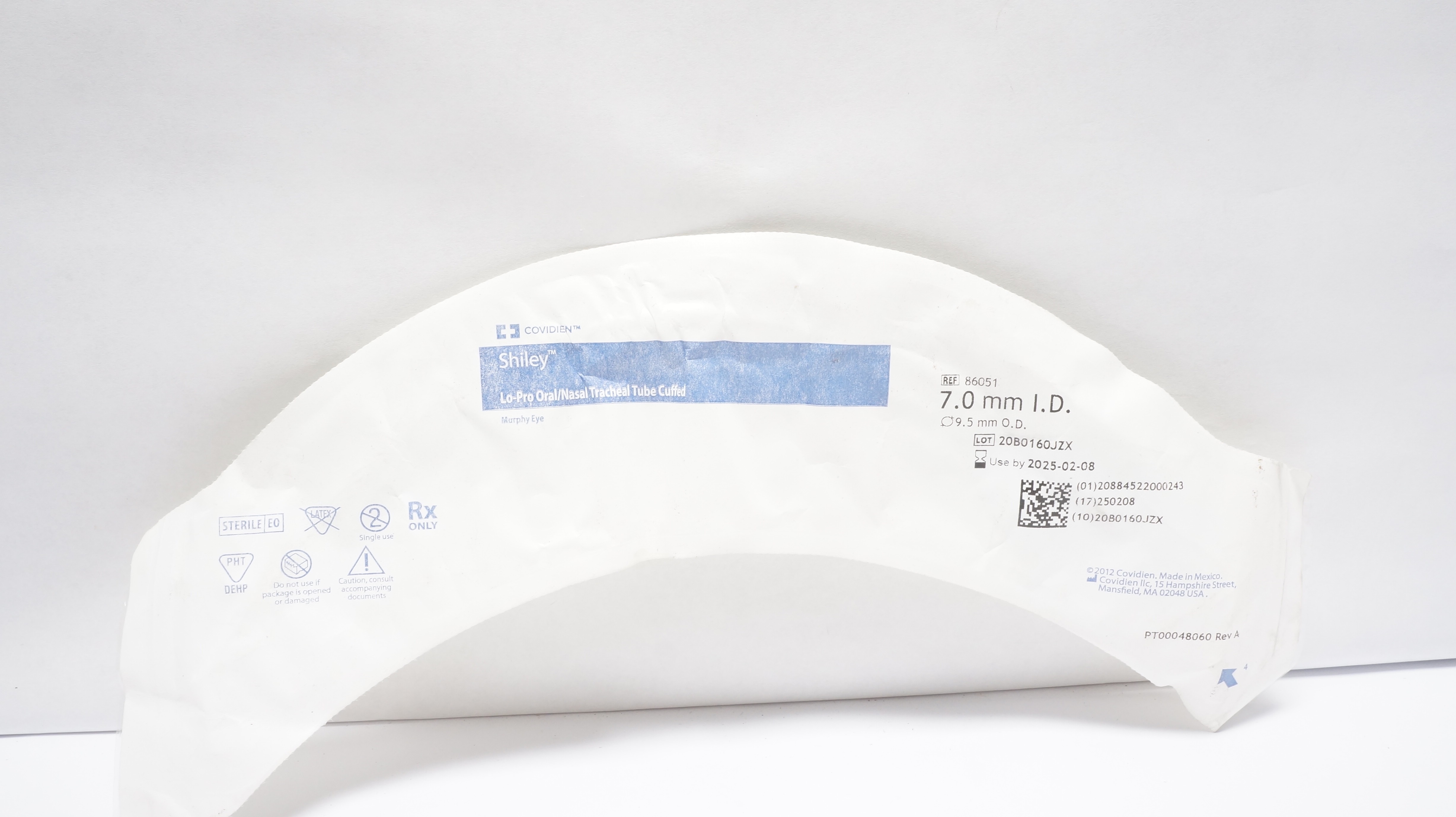 Covidien 86051 Shiley Lo-Pro Oral/Nasal Tracheal Tube Cuffed 7.0x 9.5mm (x)