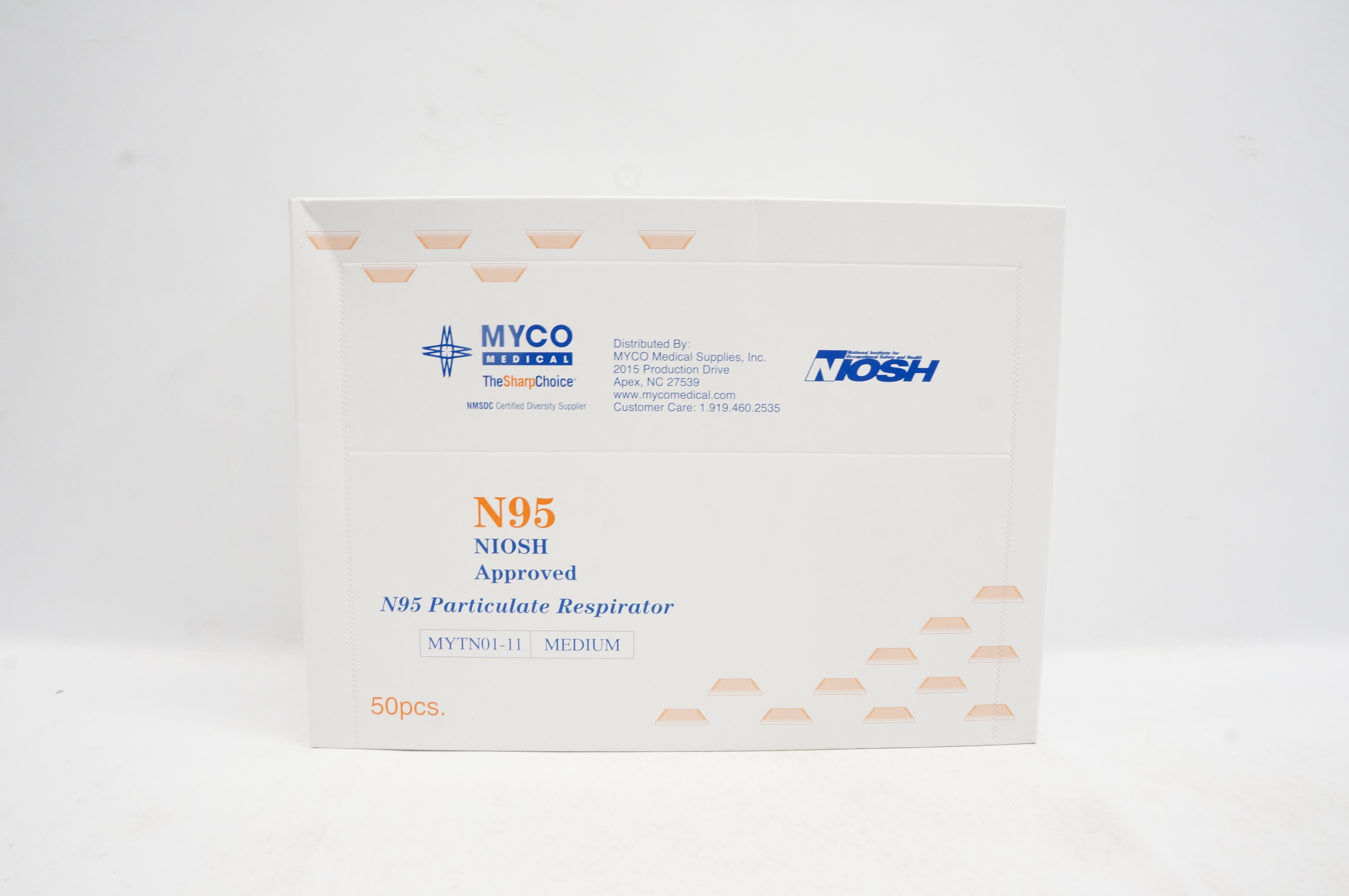 MYCO Medical MYTN01-11 Niosh N95 Particulate Respirator Medium - Box of 50