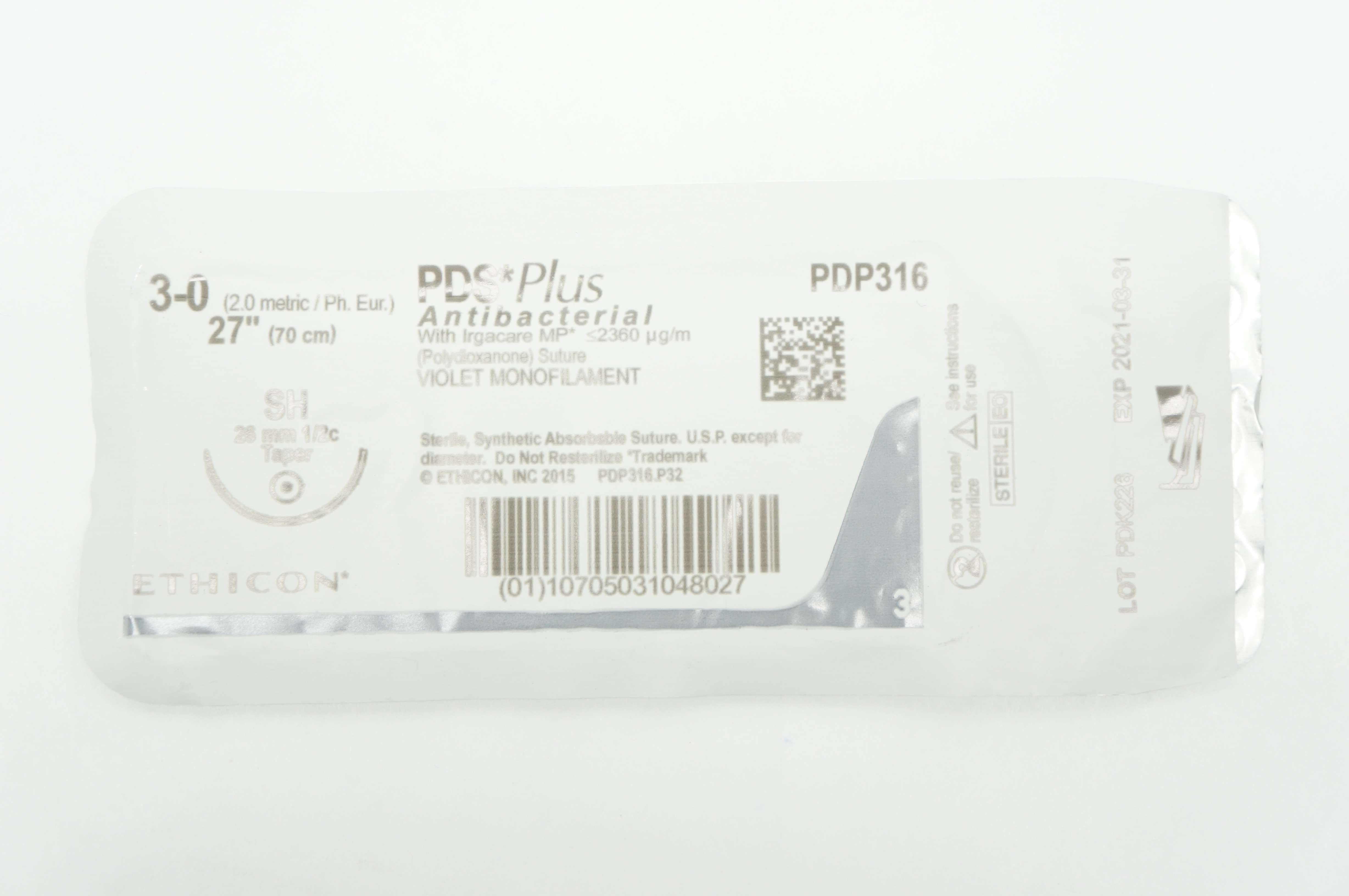 Ethicon PDP316 3-0 PDS Plus, SH 26mm 1/2c Taper, 27inch (x)