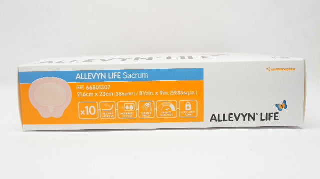 Smith&Nephew 66801307 ALLEVYN LIFE Sacrum Dressing 8-1/2inch x 9inch - Box of 10
