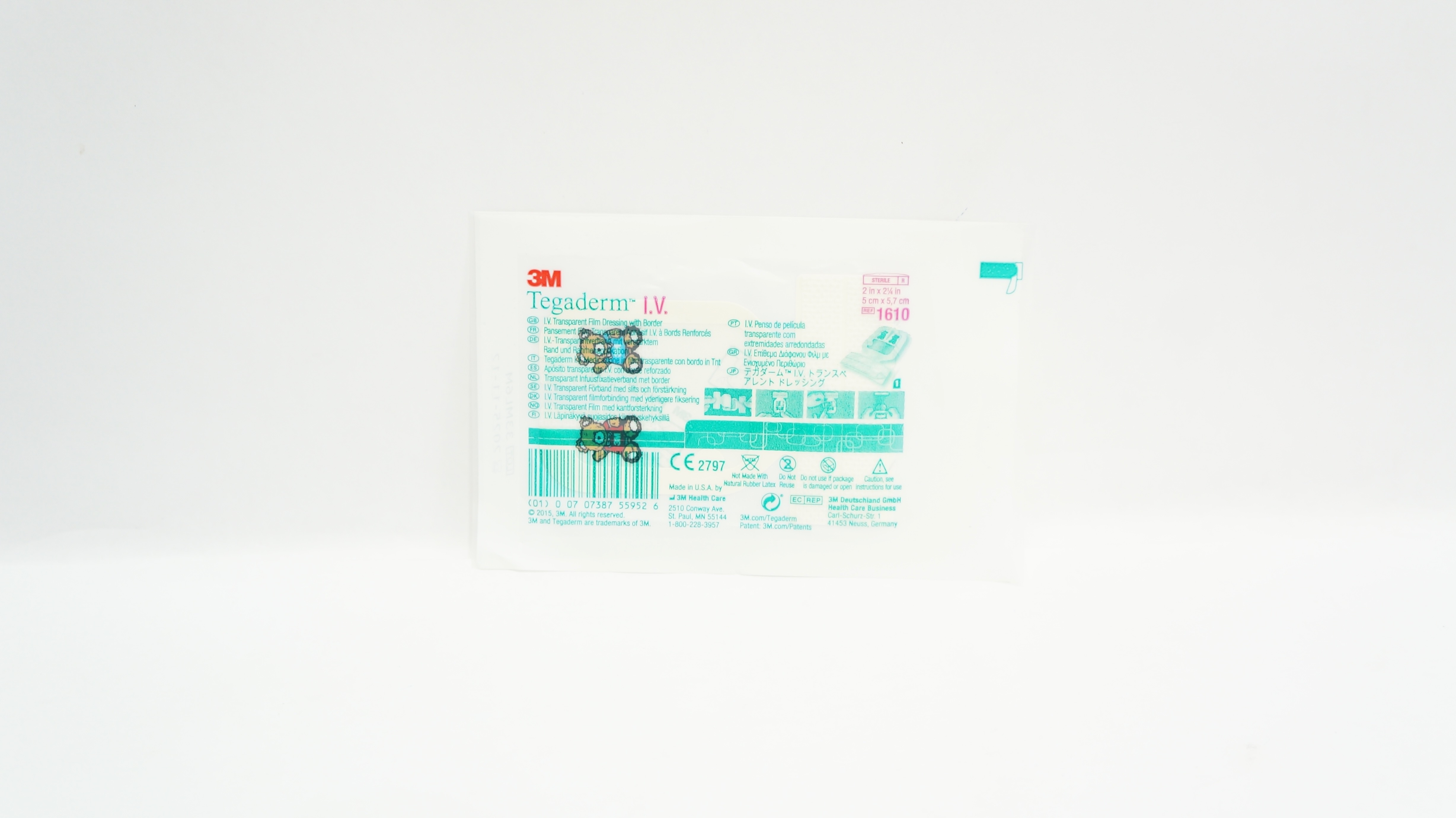 3M 1610 Tegaderm I.V. Transparent Film Dressing 2inch x 2-1/4inch