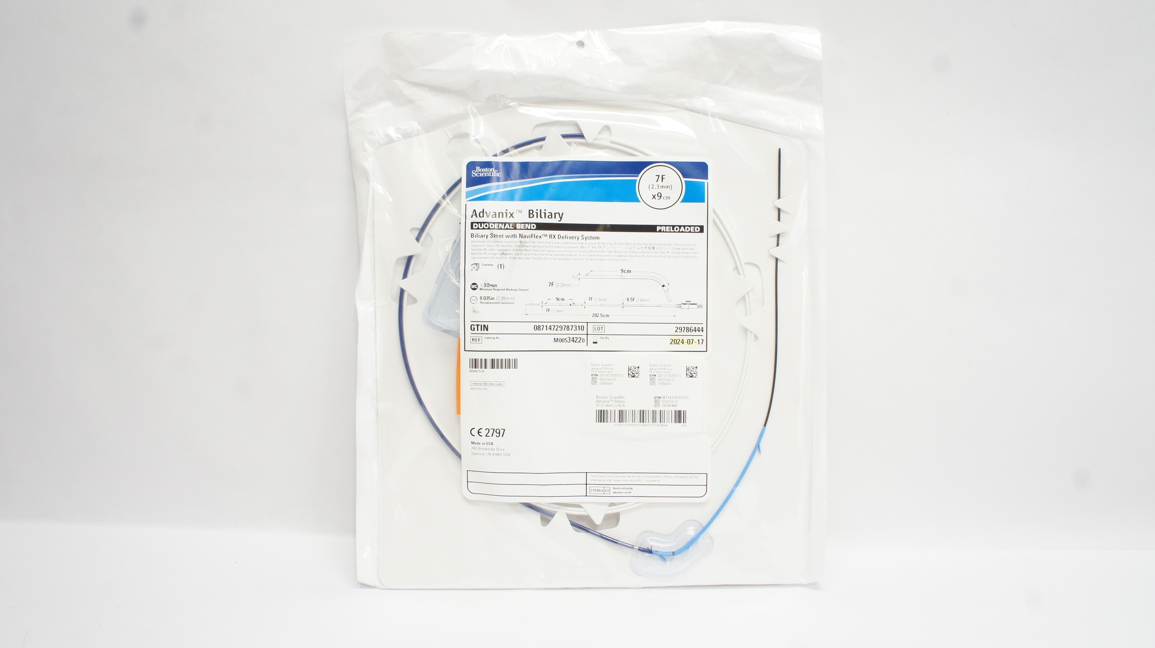 Boston Scientific 3422 Advanix Biliary Duodenal Bend Stnt 7F x 9cm