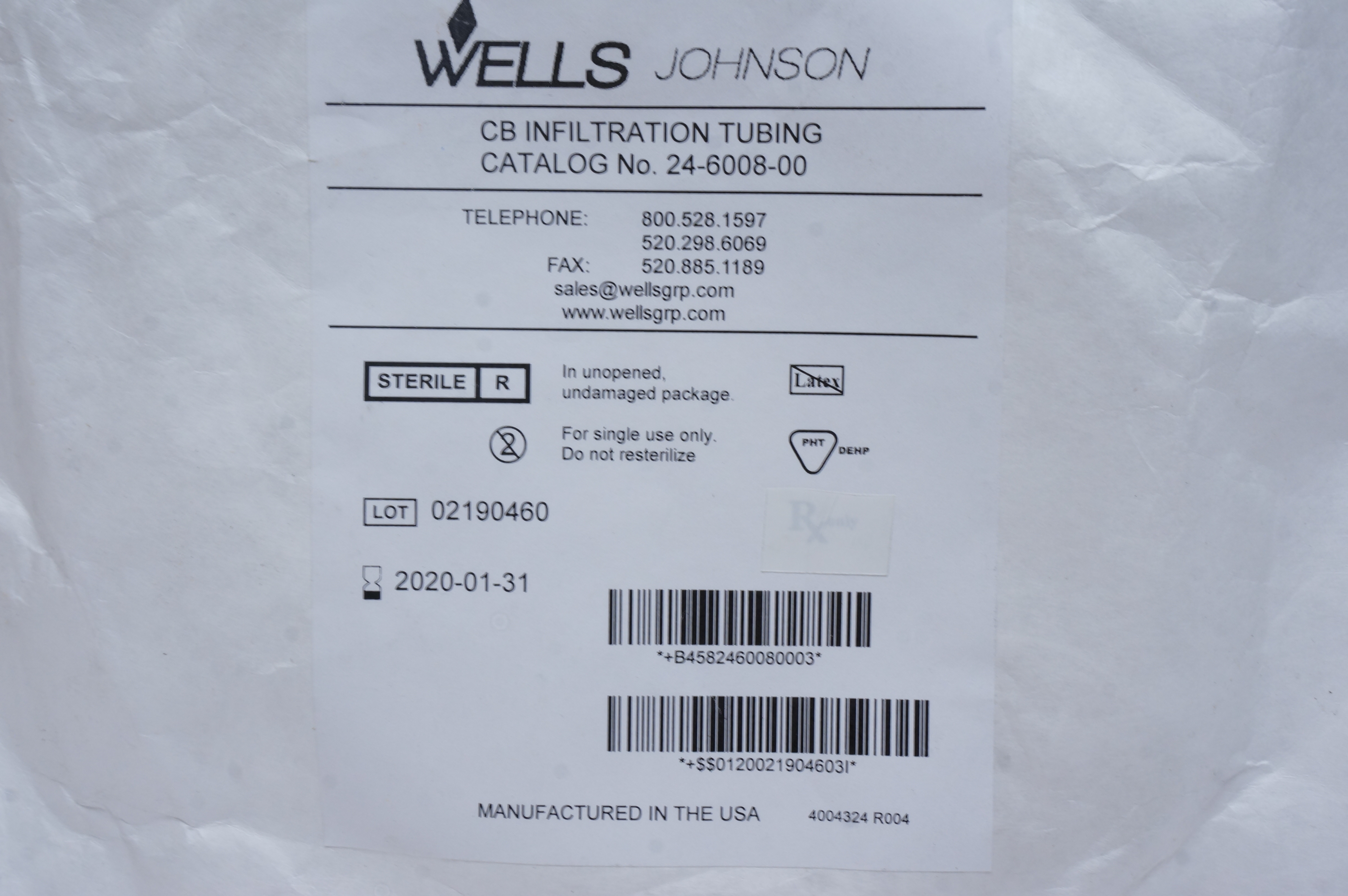 Wells Johnson 24-6008-00 CB Infiltration Tubing (x)