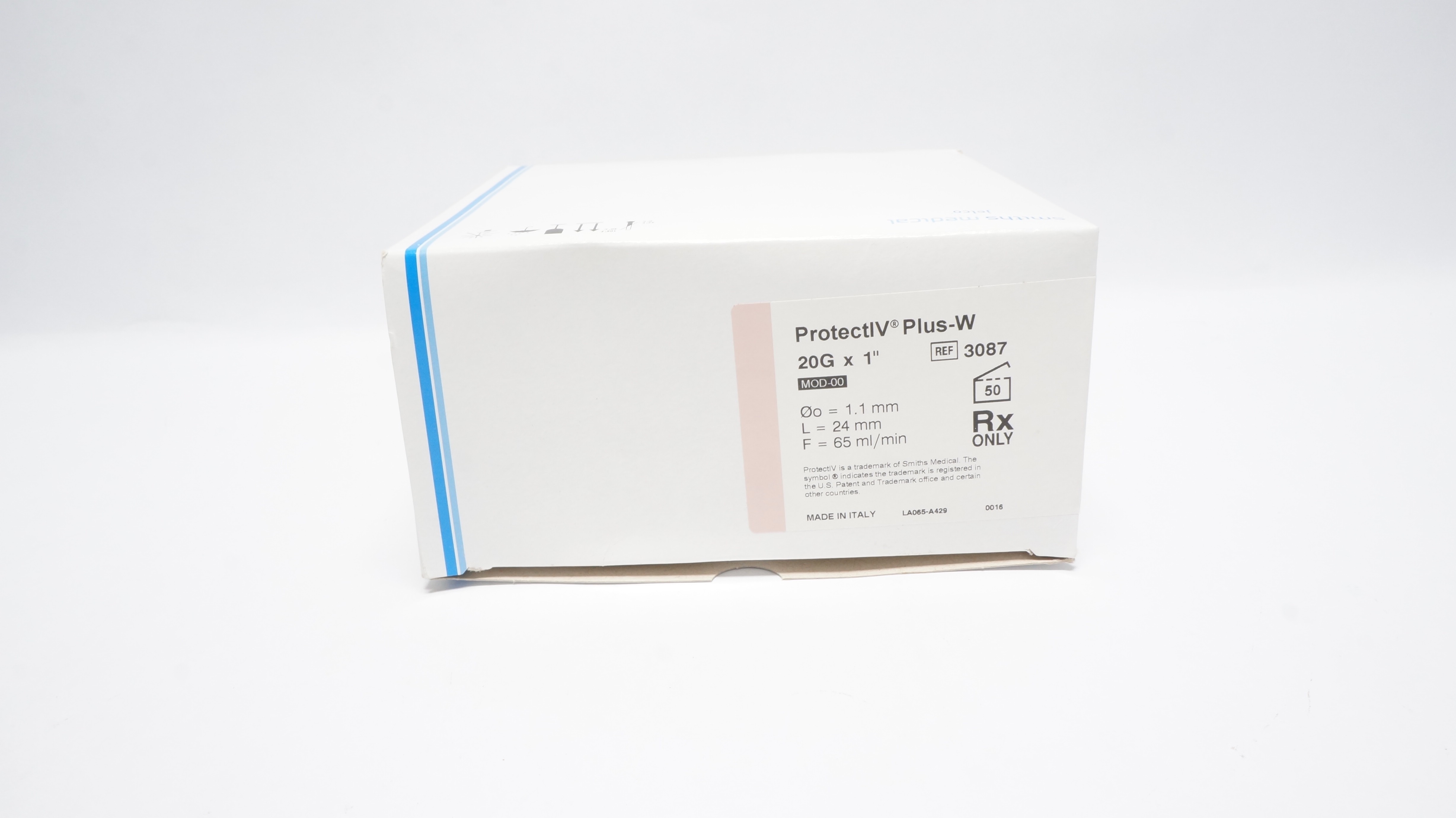 Smiths Medical 3087 ProtectIV Plus-W Safety IV Caths. 20G x 1inch (x) -Box of 50