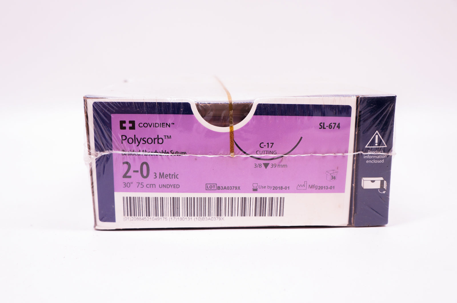 Covidien SL-674 2-0 Polysorb, C-17 Cutting, 3/8 39mm, 30inch (x) - Box of 36
