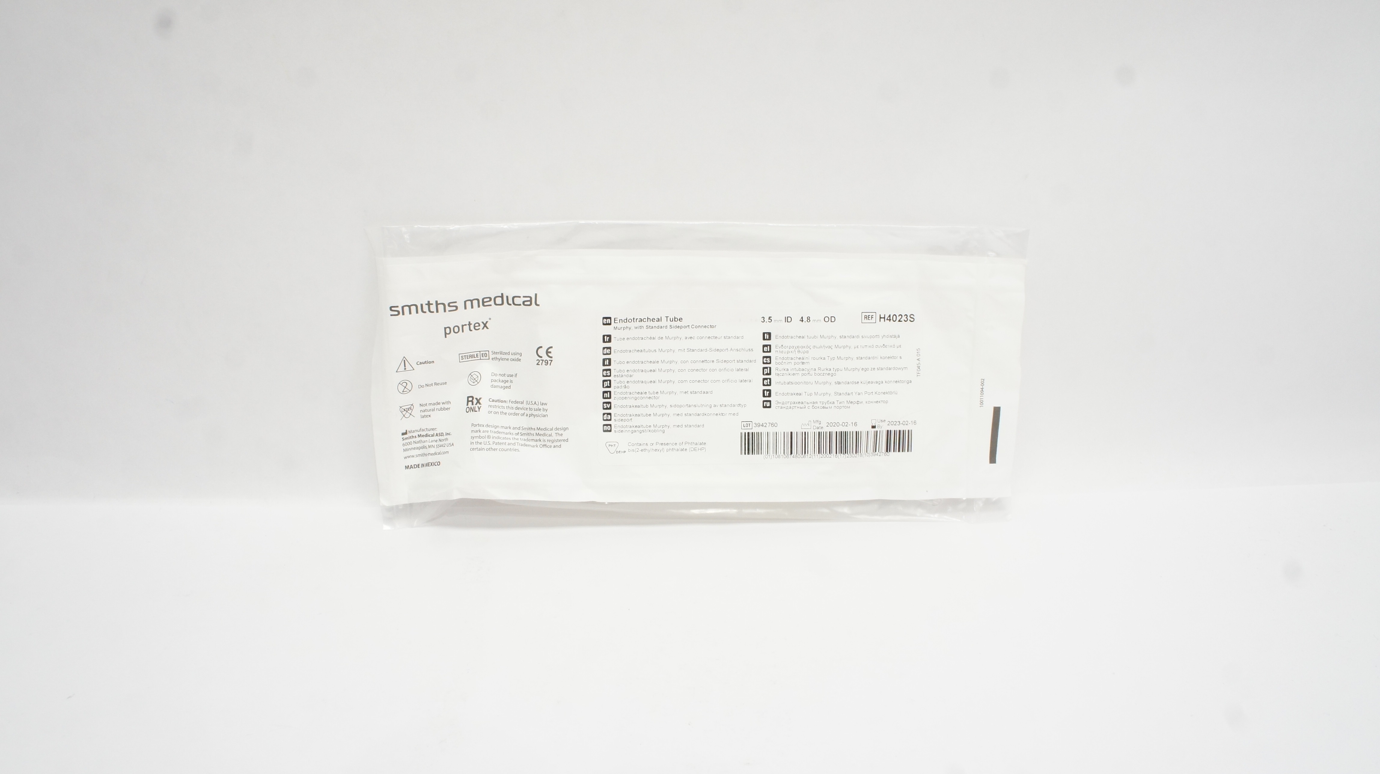 Smiths Medical H4023S Portex Endotracheal Tube 3.5mm ID x 4.8mm OD (x)