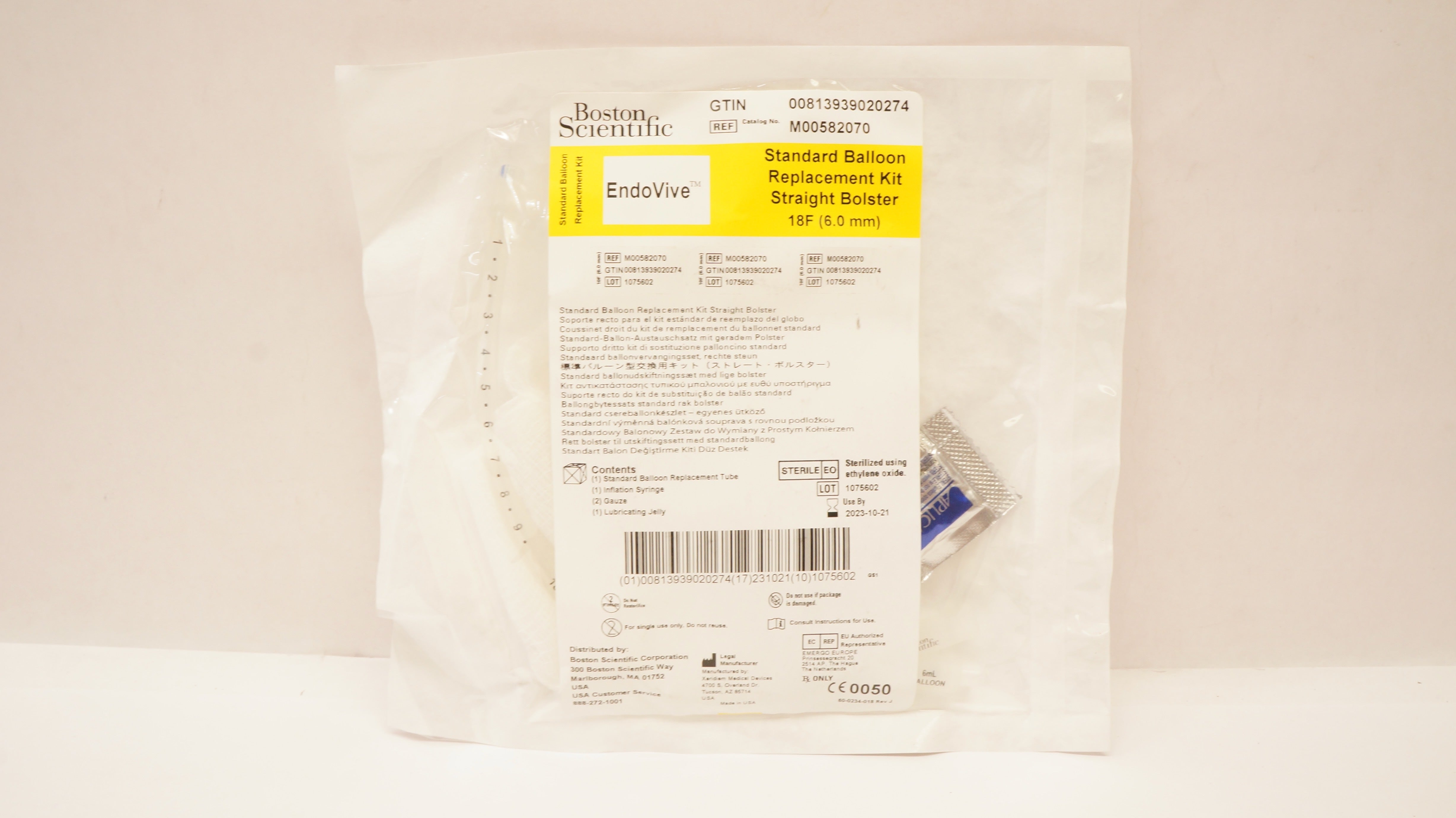 Boston Scientific M00582070 EndoVive Standard Balloon Replacement Kit 18F