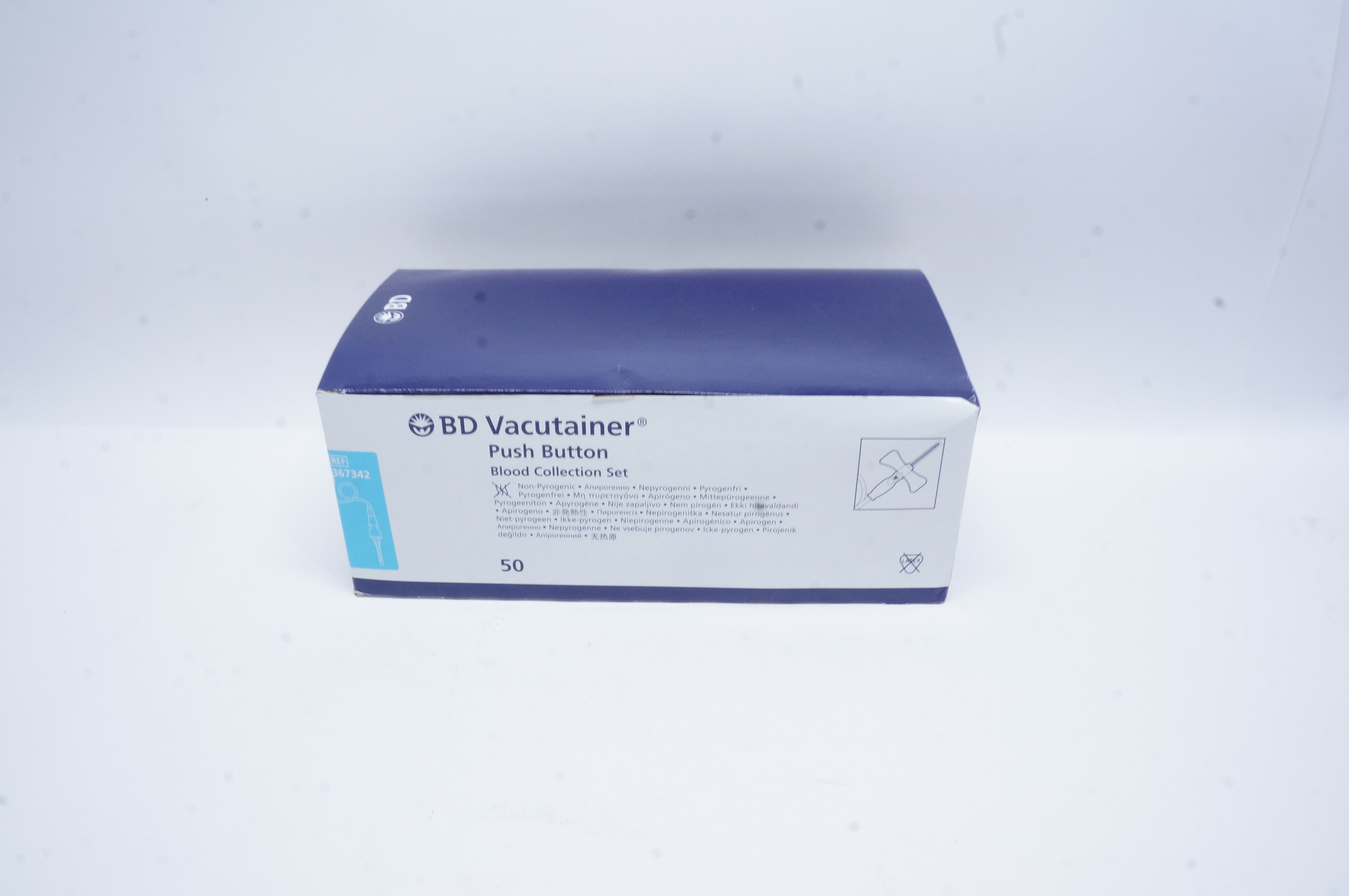 BD 367342 Push Button Blood Collection Set 23G x 3/4inch x 12inch - Box of 50