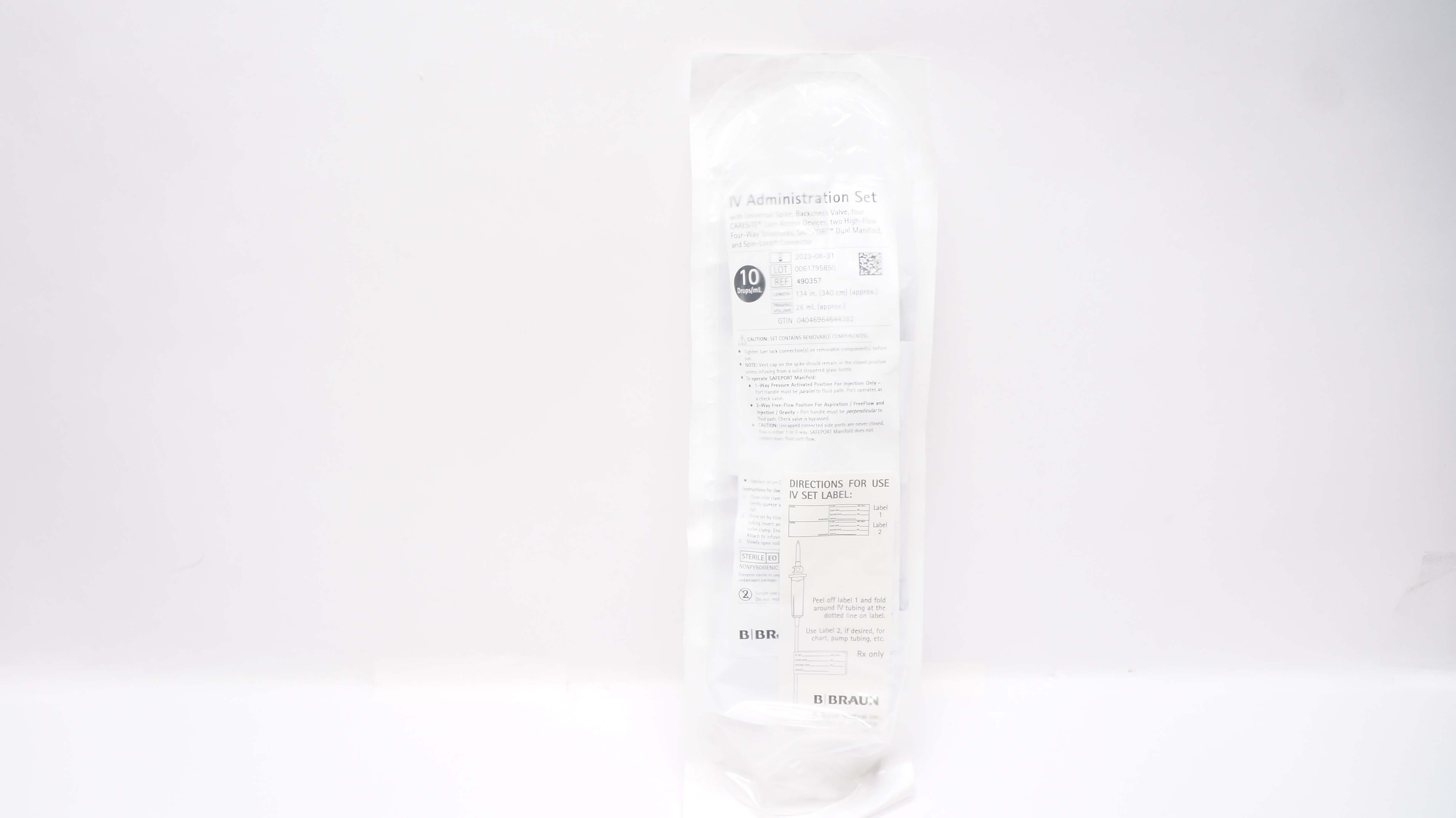 Braun 490357 IV Administration Set, 10 Drops/mL 26mL x 134inch (x)