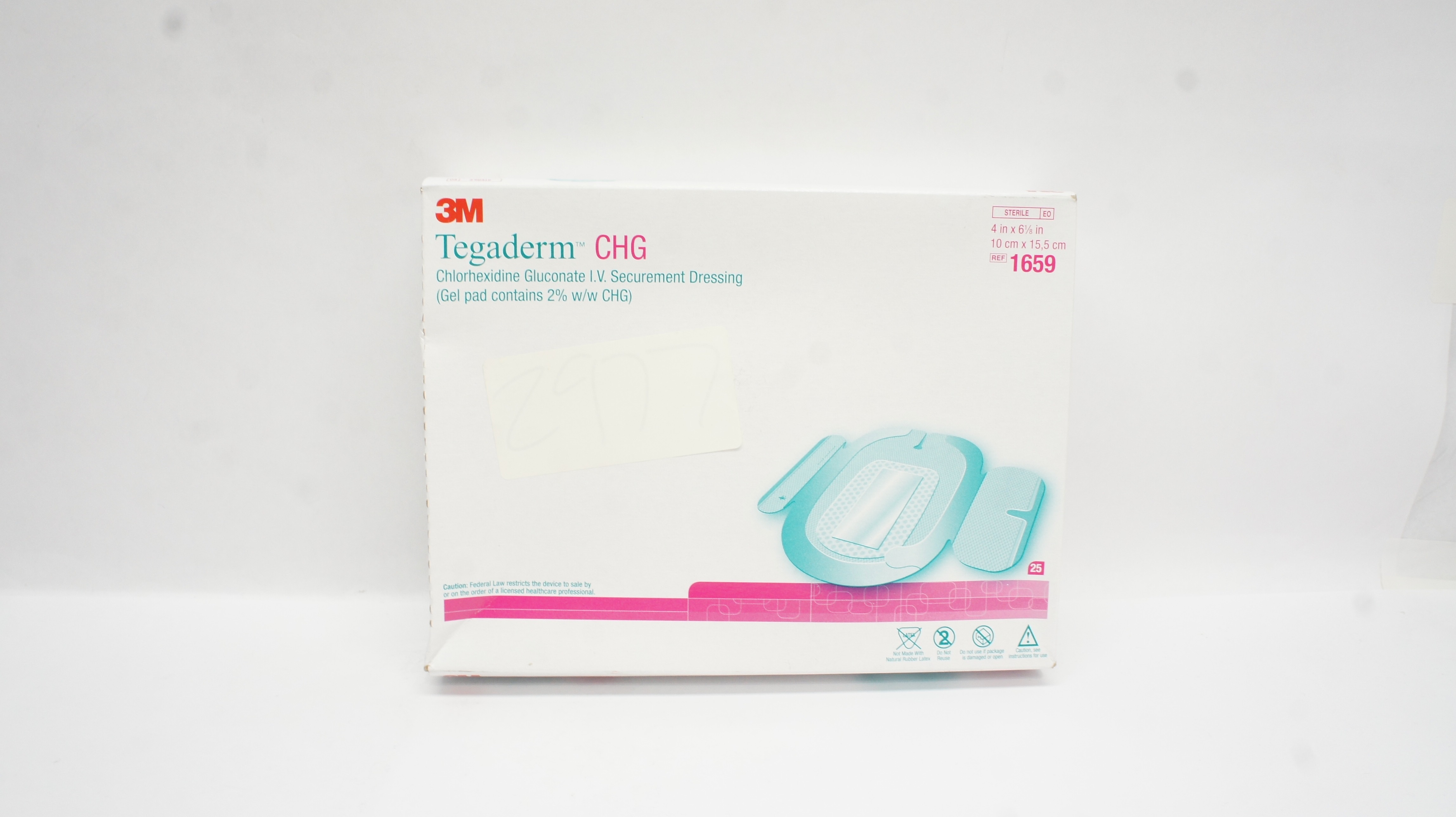 3M 1659 Tegaderm CHG LV. Securement Dressing 4 x 6-1/8In - Box of 25 (X)