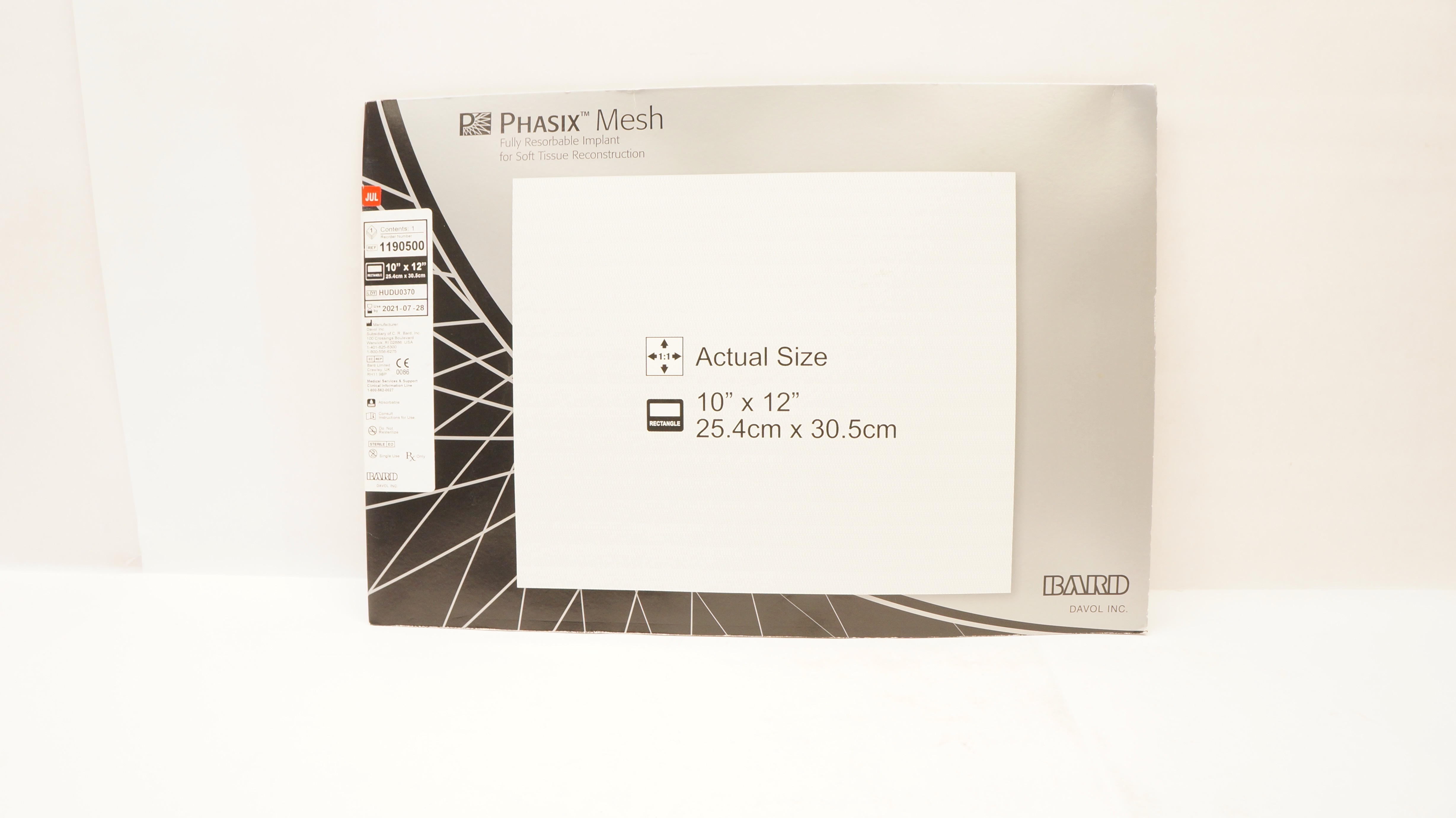 Bard 1190500 Phasix Mesh Fully Resorbable Implant 10inch x 12inch (x)