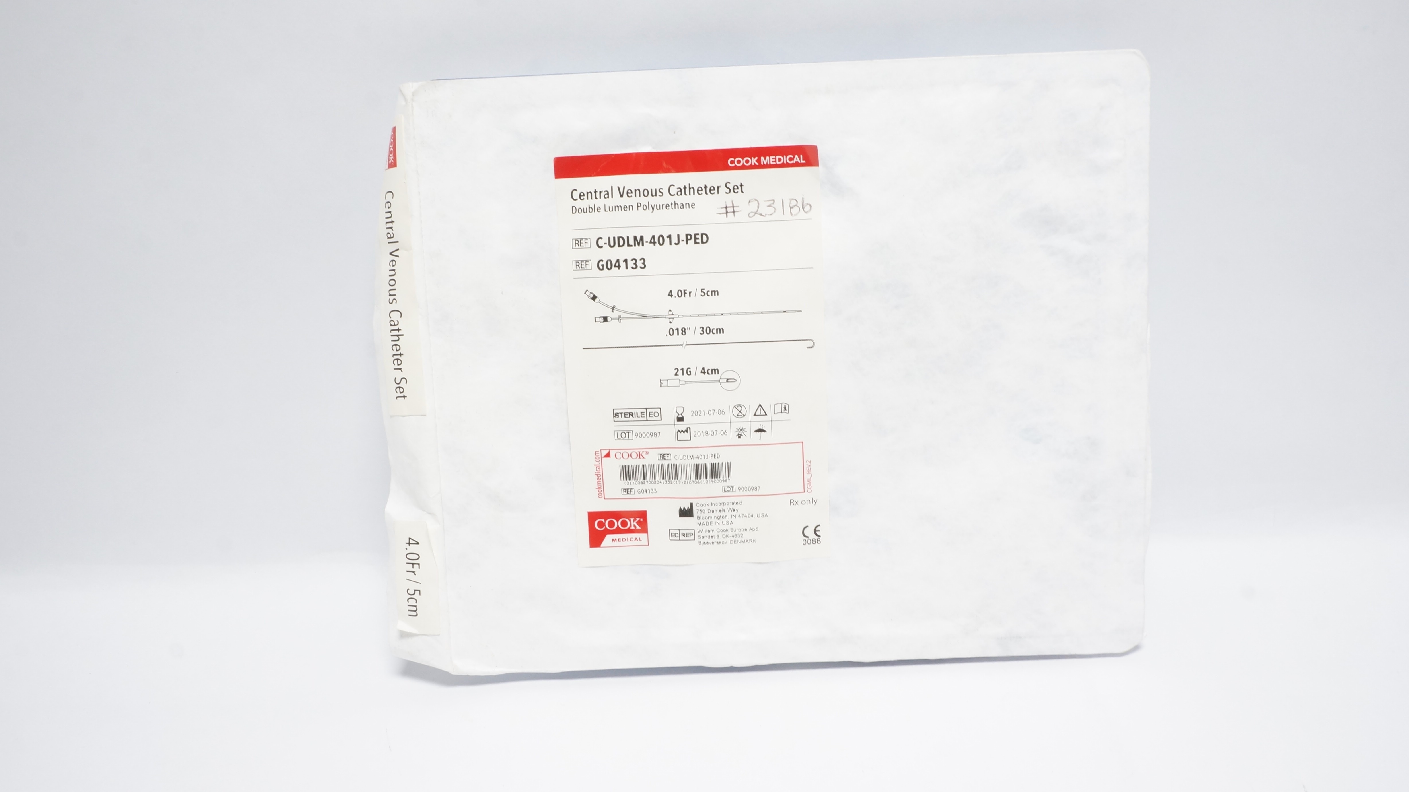 Cook Medical G04133 Central Venous Cath. Set 4.0Fr x .018 inch x 21G (x)