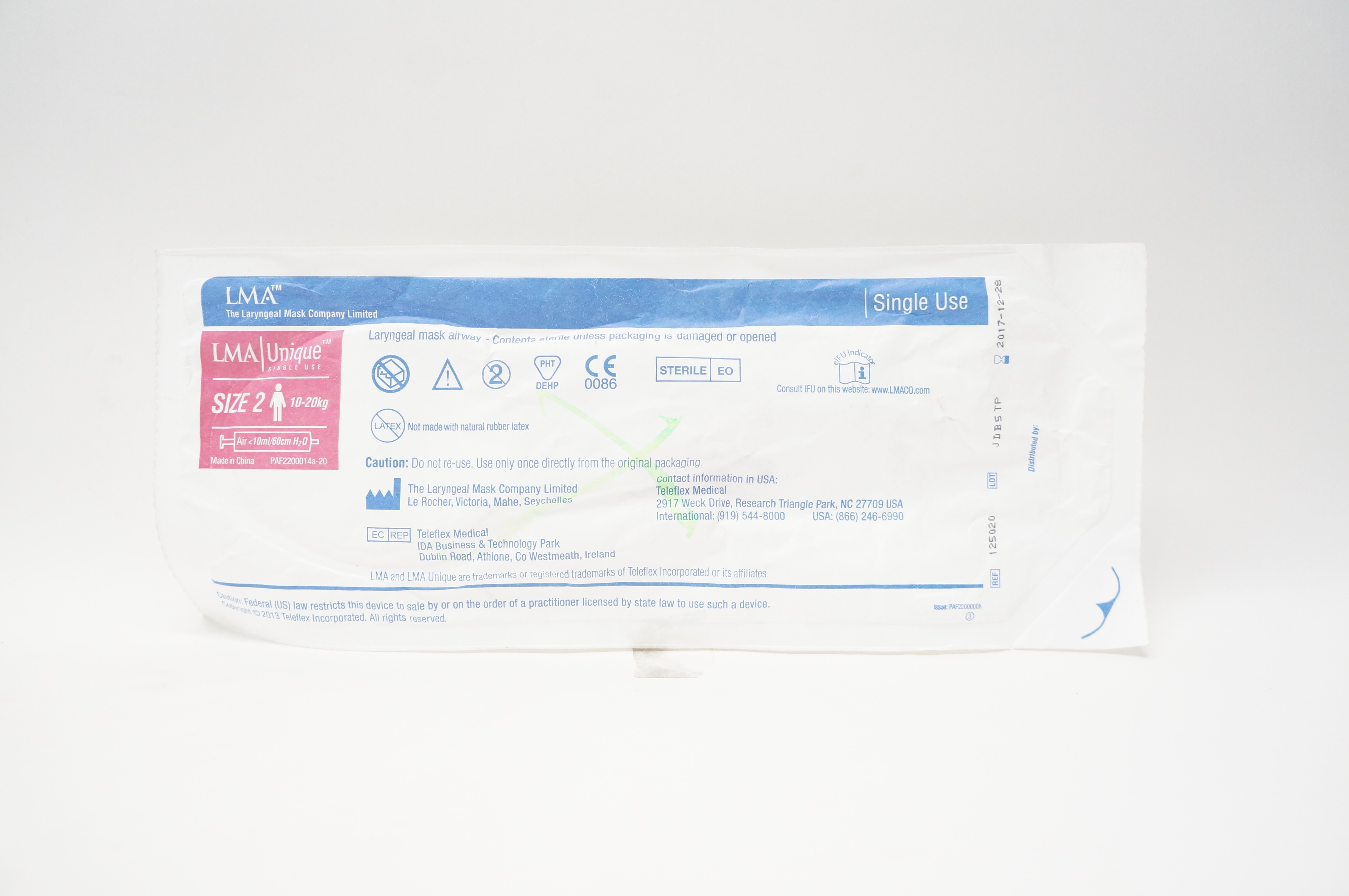 Teleflex 125020 LMA Laryngeal Mask Airway Size 2 10-20kg (x)