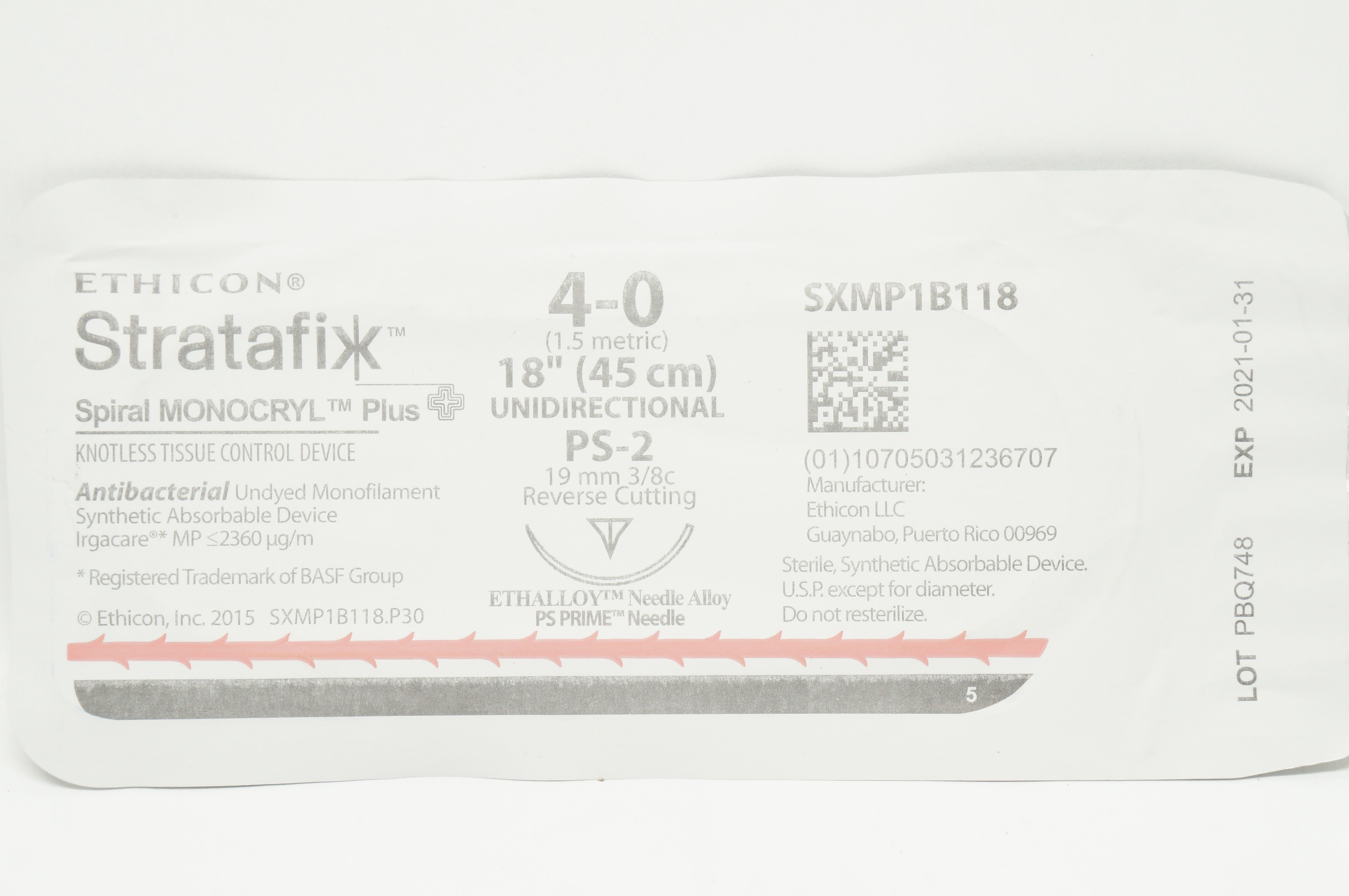 Ethicon SXMP1B118 4-0 Stratafix, PS-2, 19mm 3/8c Reverse Cutting, 18inch (x)