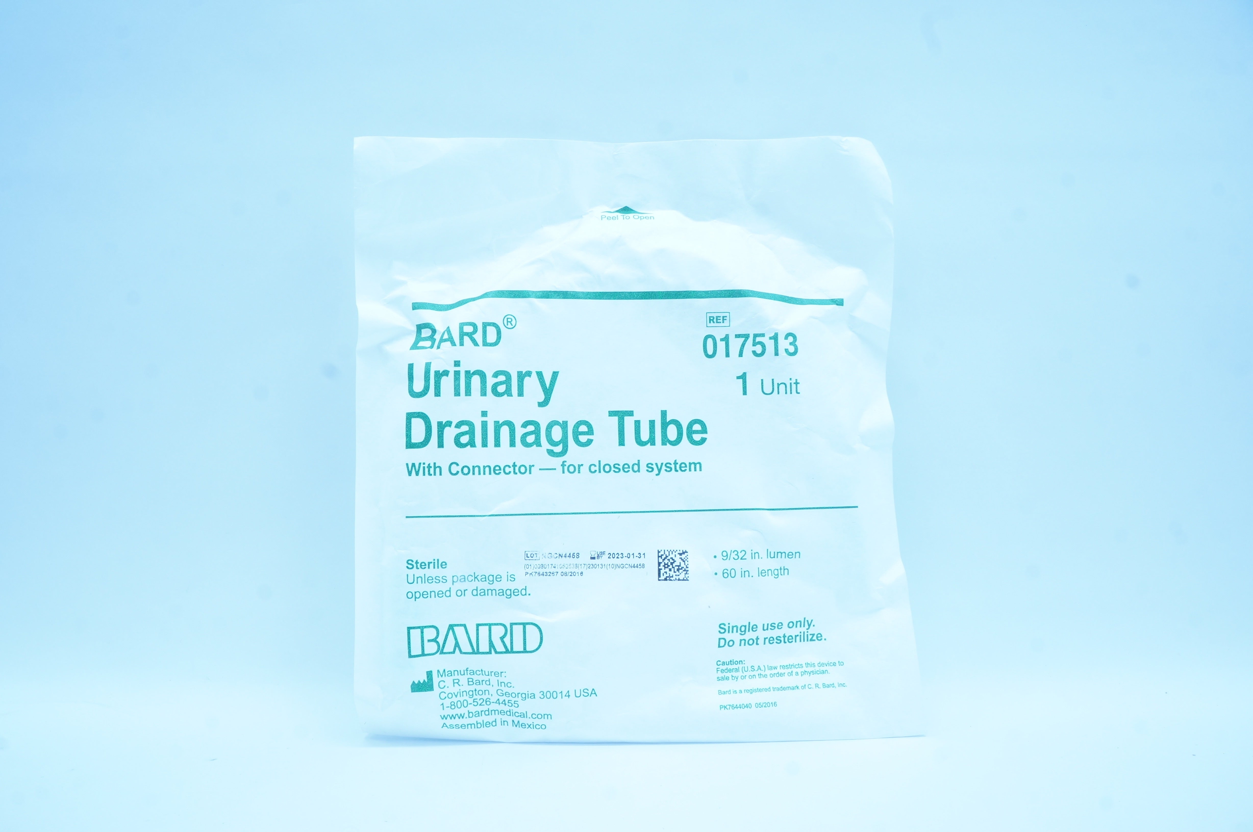 Bard 017513 Urinary Drainage Tube With Connector 9/32 inch x 60 inch