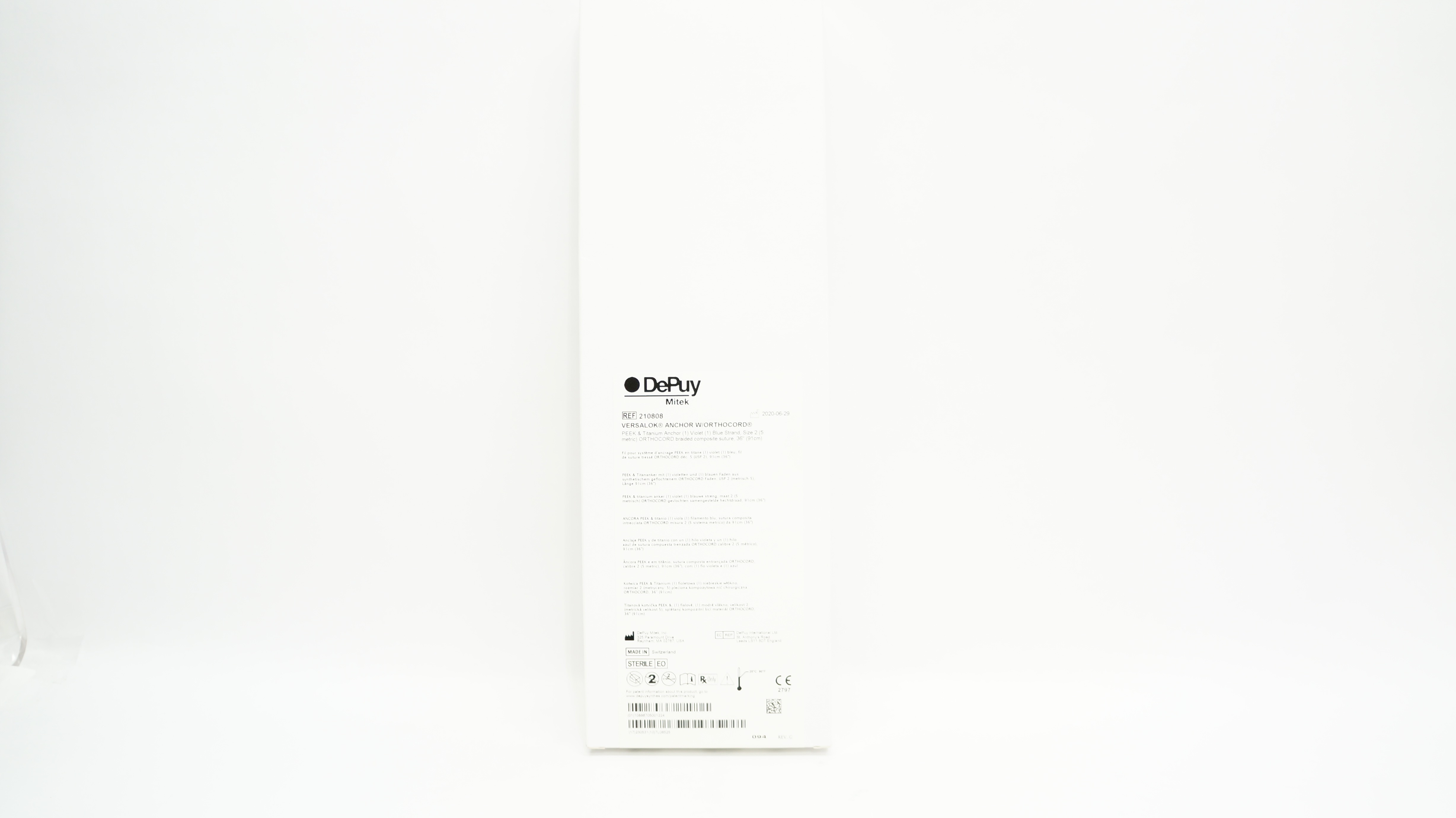 DePuy 210808 Mitek Versalok Anchor with Orthocord 36inch (x)