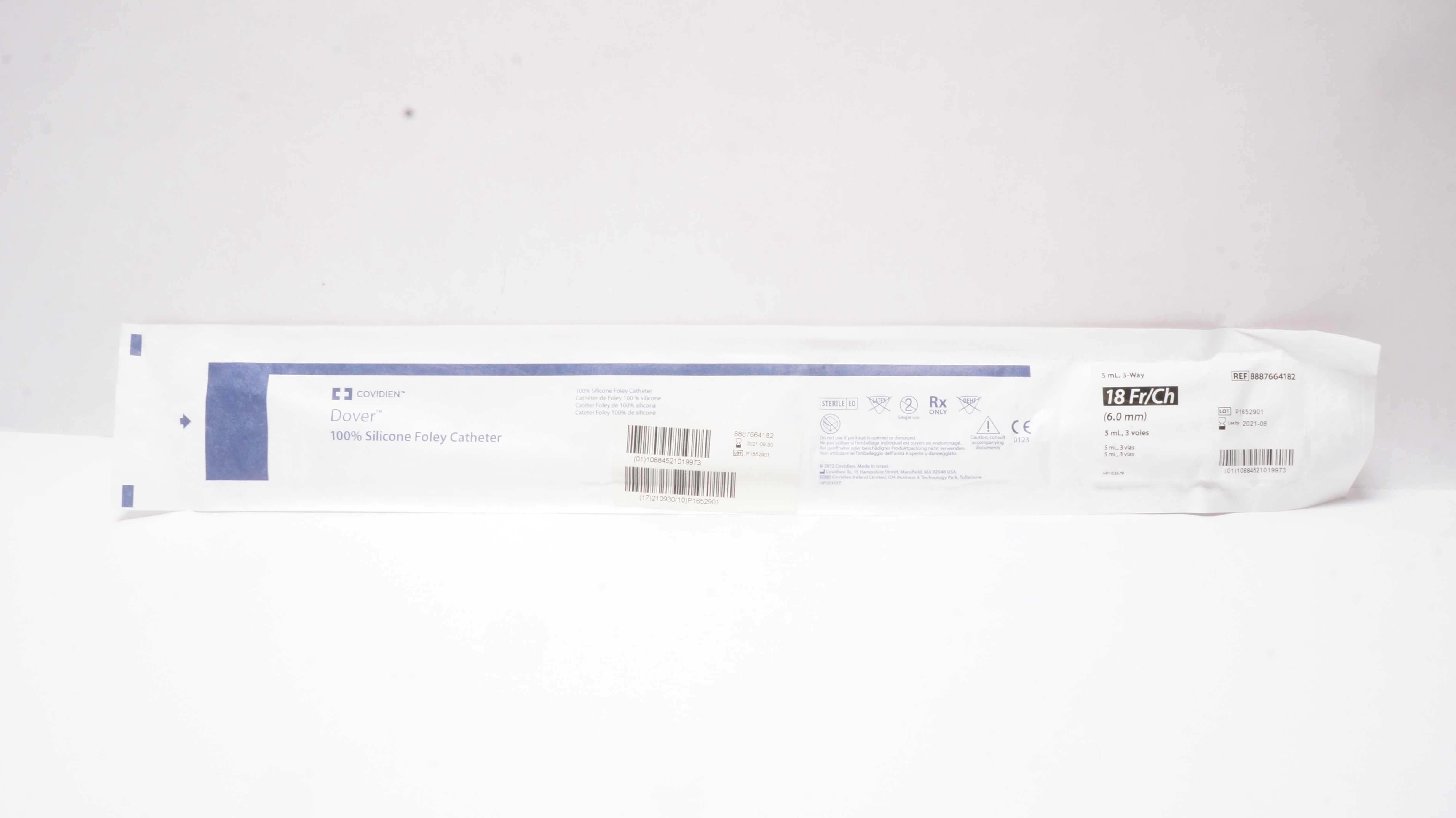 Covidien 8887664182 Dover 100% Silicone Foley Cath. 18Fr/Ch 5ml,3-Way (x)