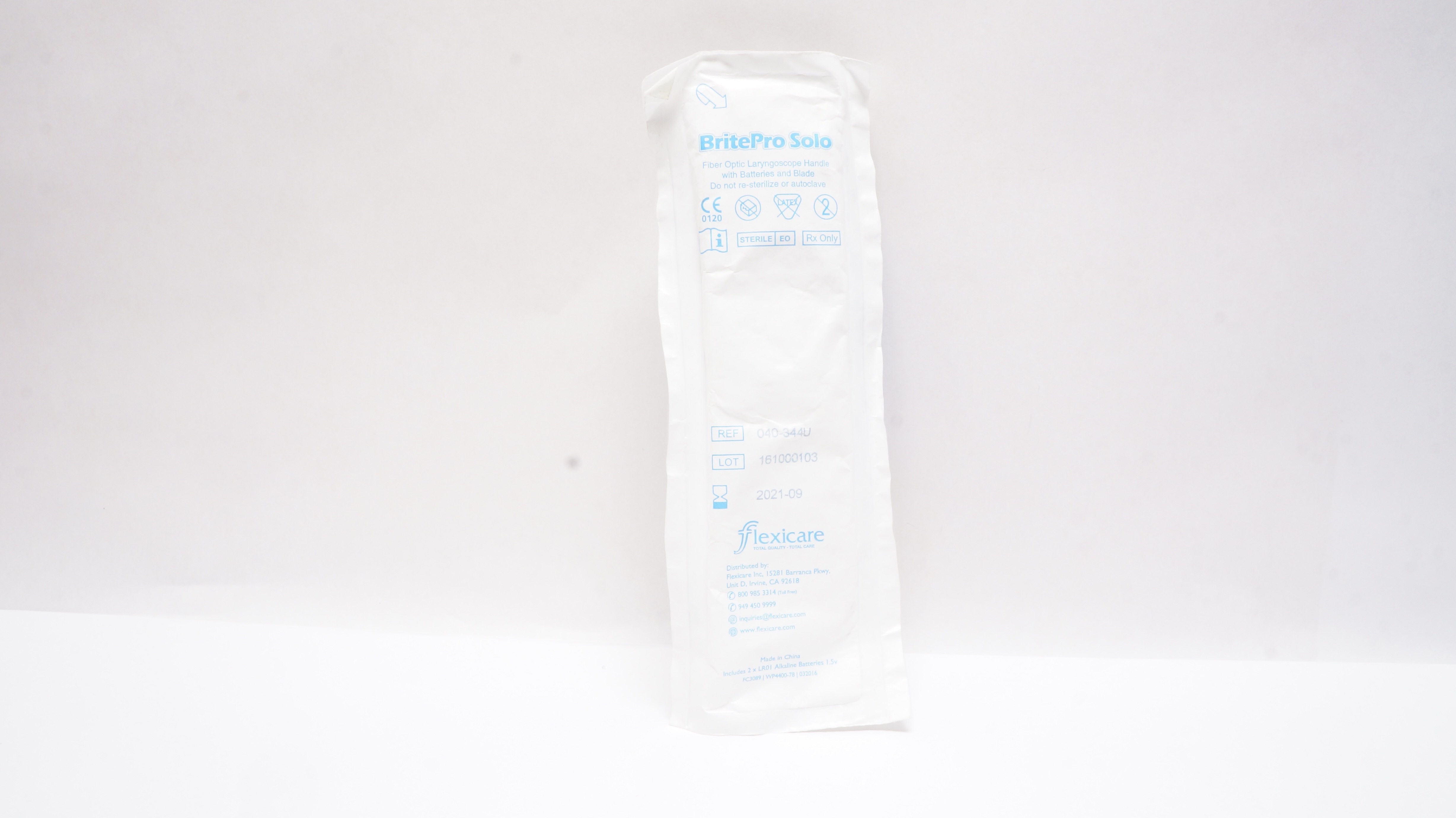 Flexicare 040-344U BritePro Solo Fiber Optic Laryngoscope Handle Miller 4 (x)