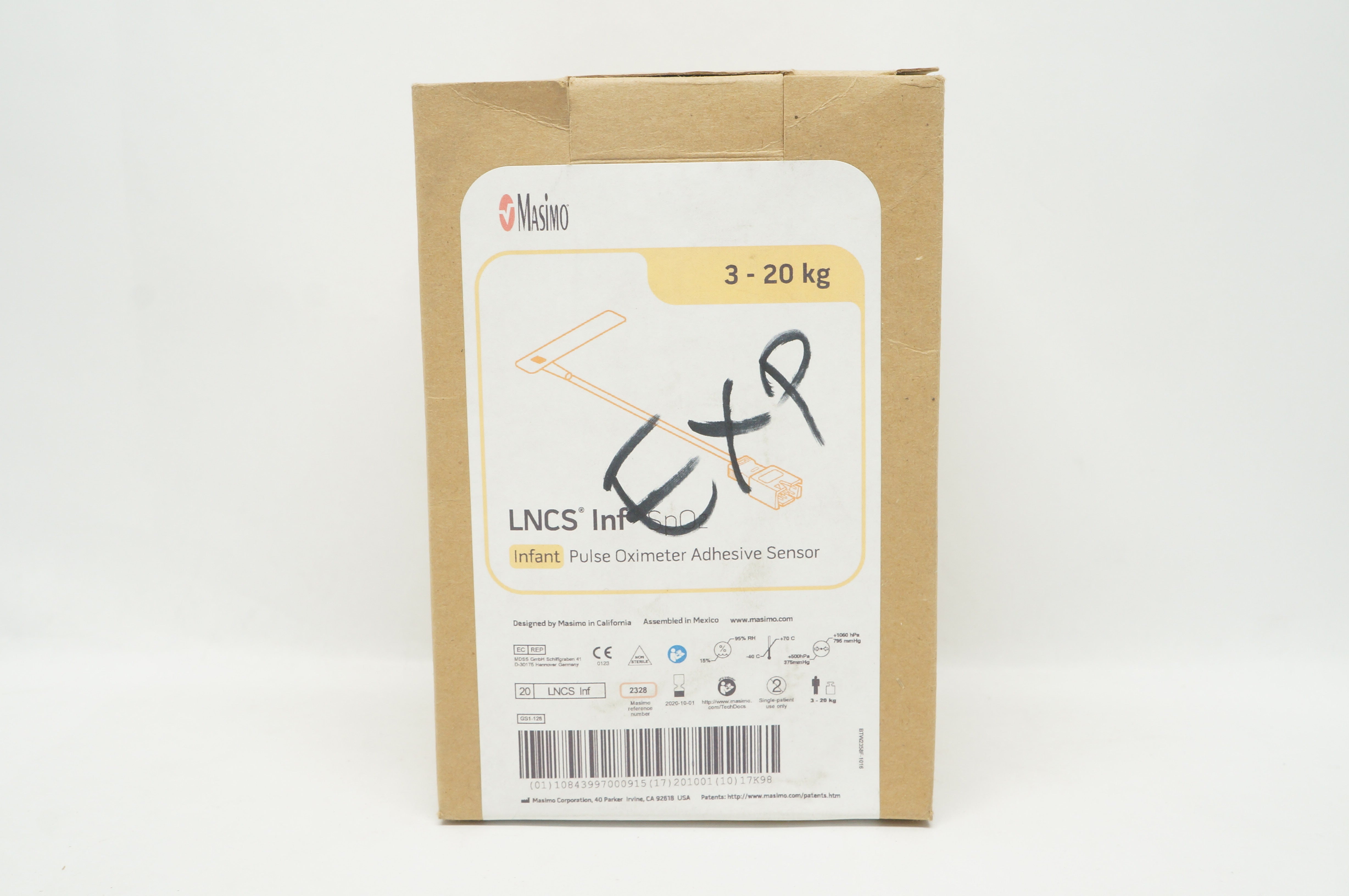 MasimoSet 2328 LNCS Infant SpO2 Pulse Oximeter Adhesive, 3-20kg (x) - Box of 20