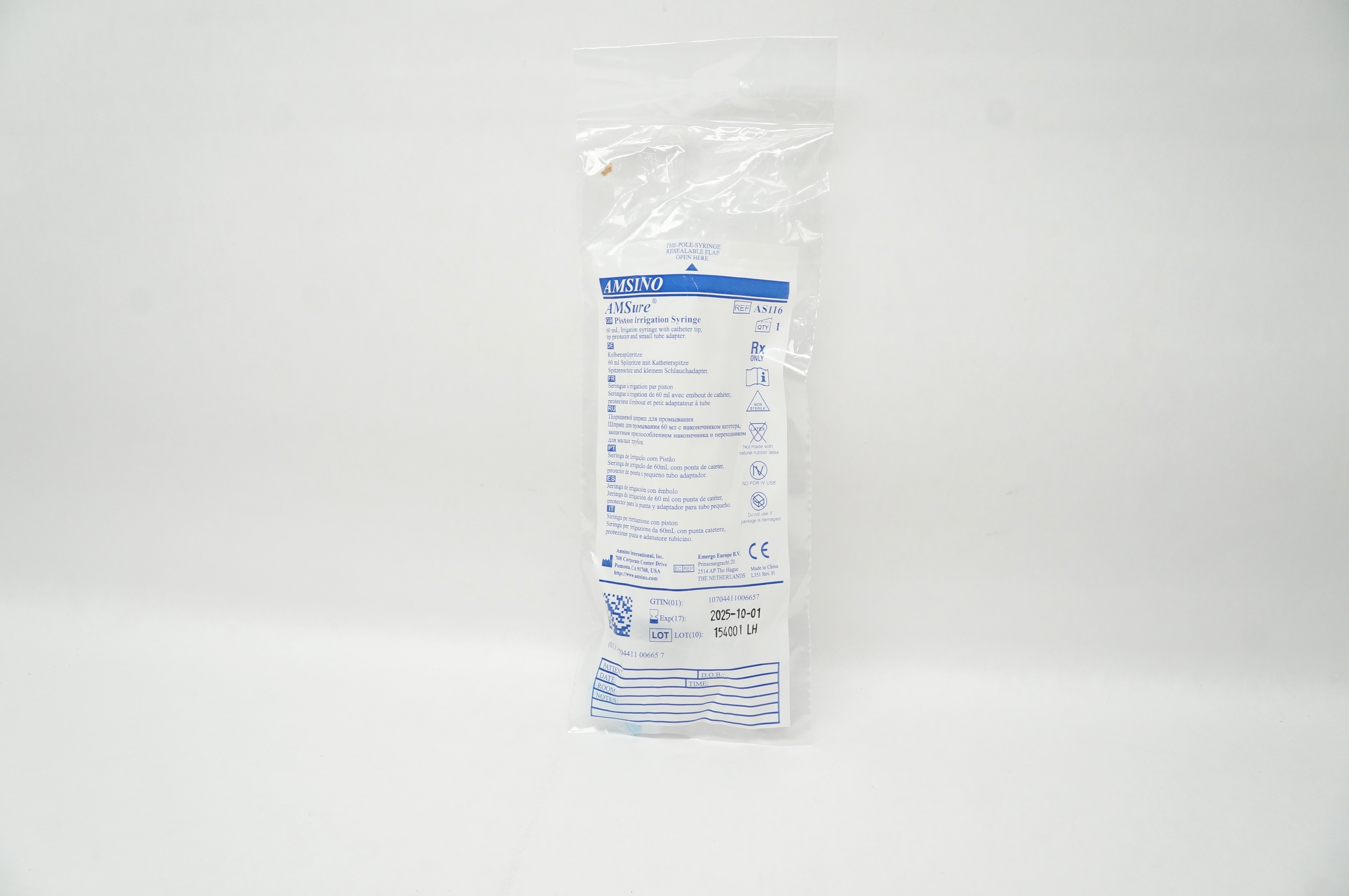 Amsino AS116 AMSure Piston Irrigation Syringe