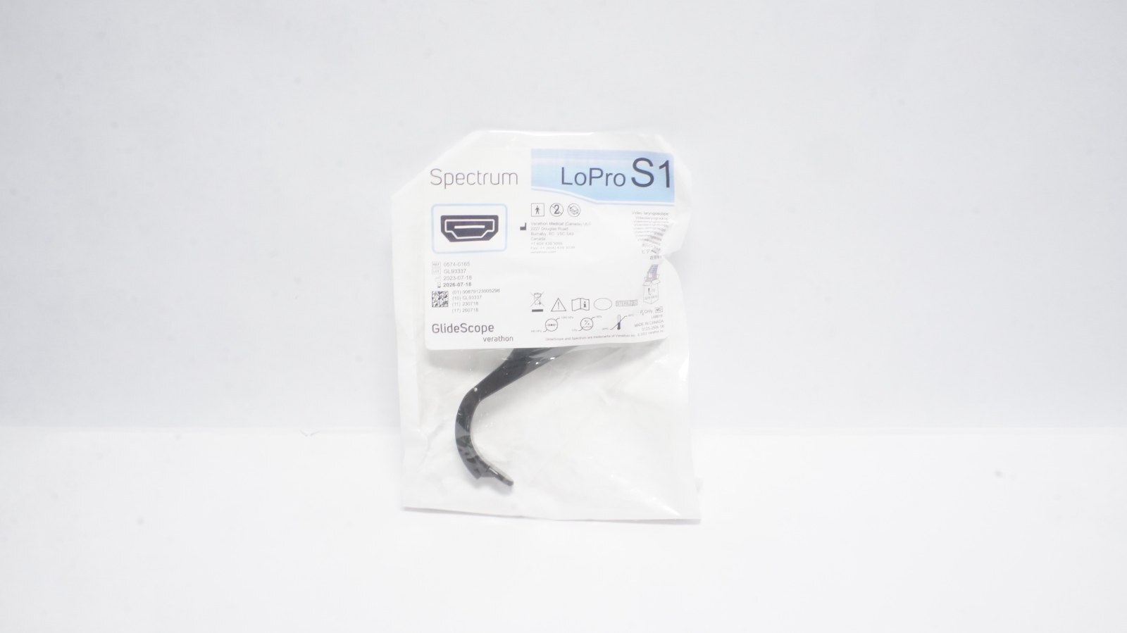 Verathon 0574-0165 Spectrum LoPro S1 Video Laryngoscope