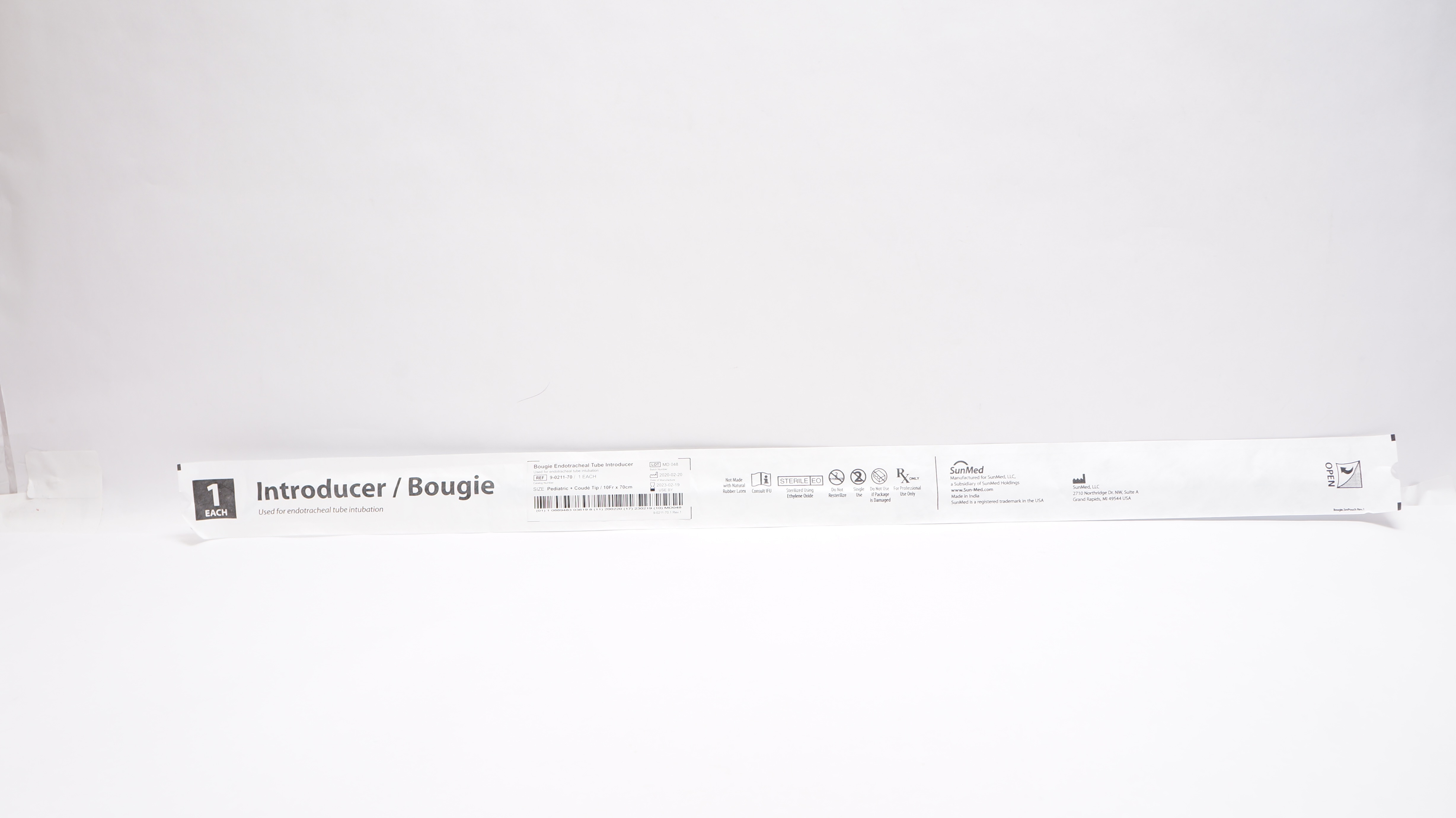 SunMed 9-0211-70 Bougie Endotracheal Tube Introducer Pediatric 10Fr x 70cm (x)
