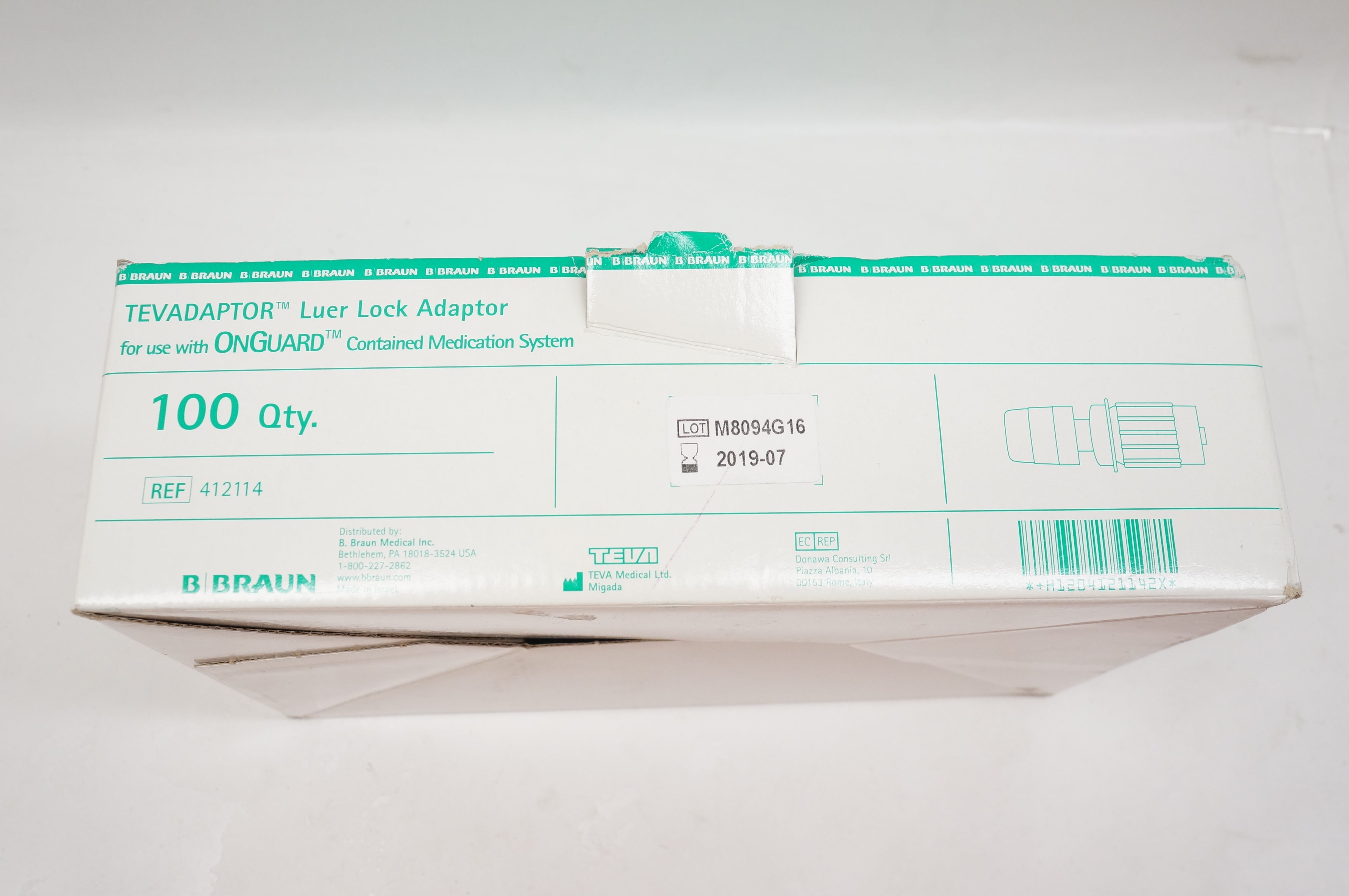 Braun 412114 TEVADAPTOR Luer Lock Adaptor (x) - Box of 90