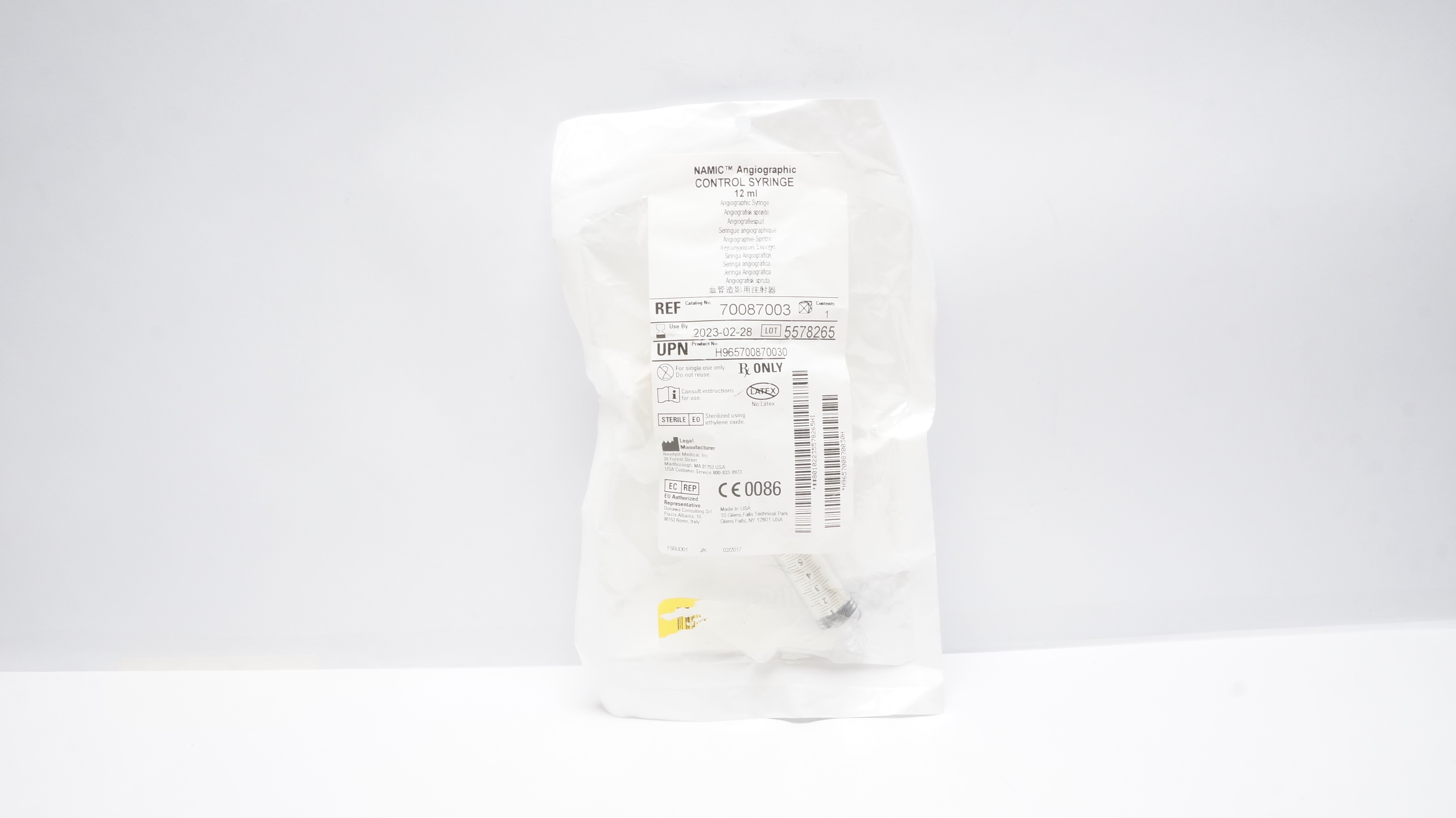 Navilyst Medical 70087003 Namic Angiographic Control Syringe 12ml (x)