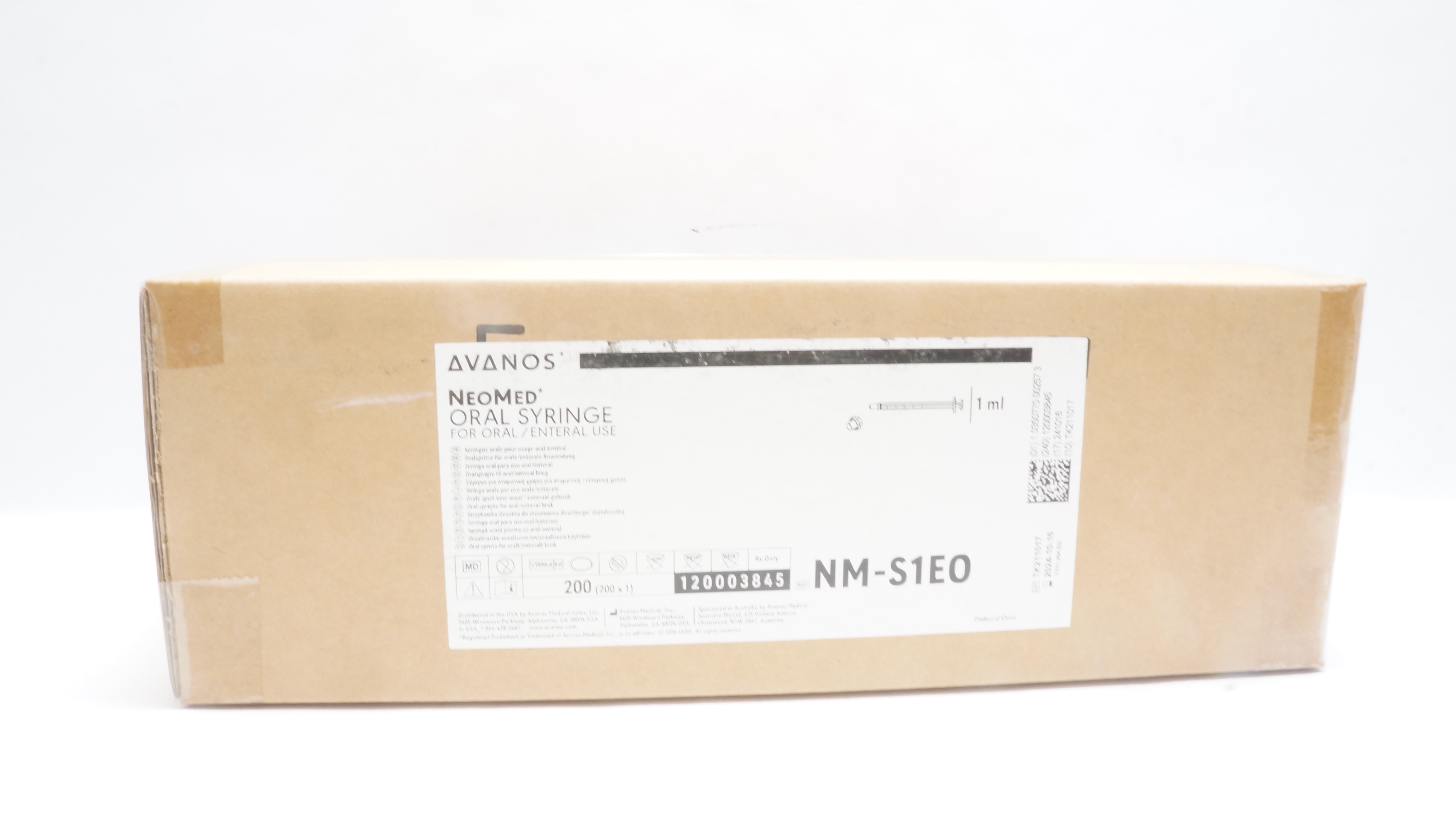 Avanos NM-S1EO NeoMed Oral Syringe For Oral/External Use, 1mL (x) - Case of 200