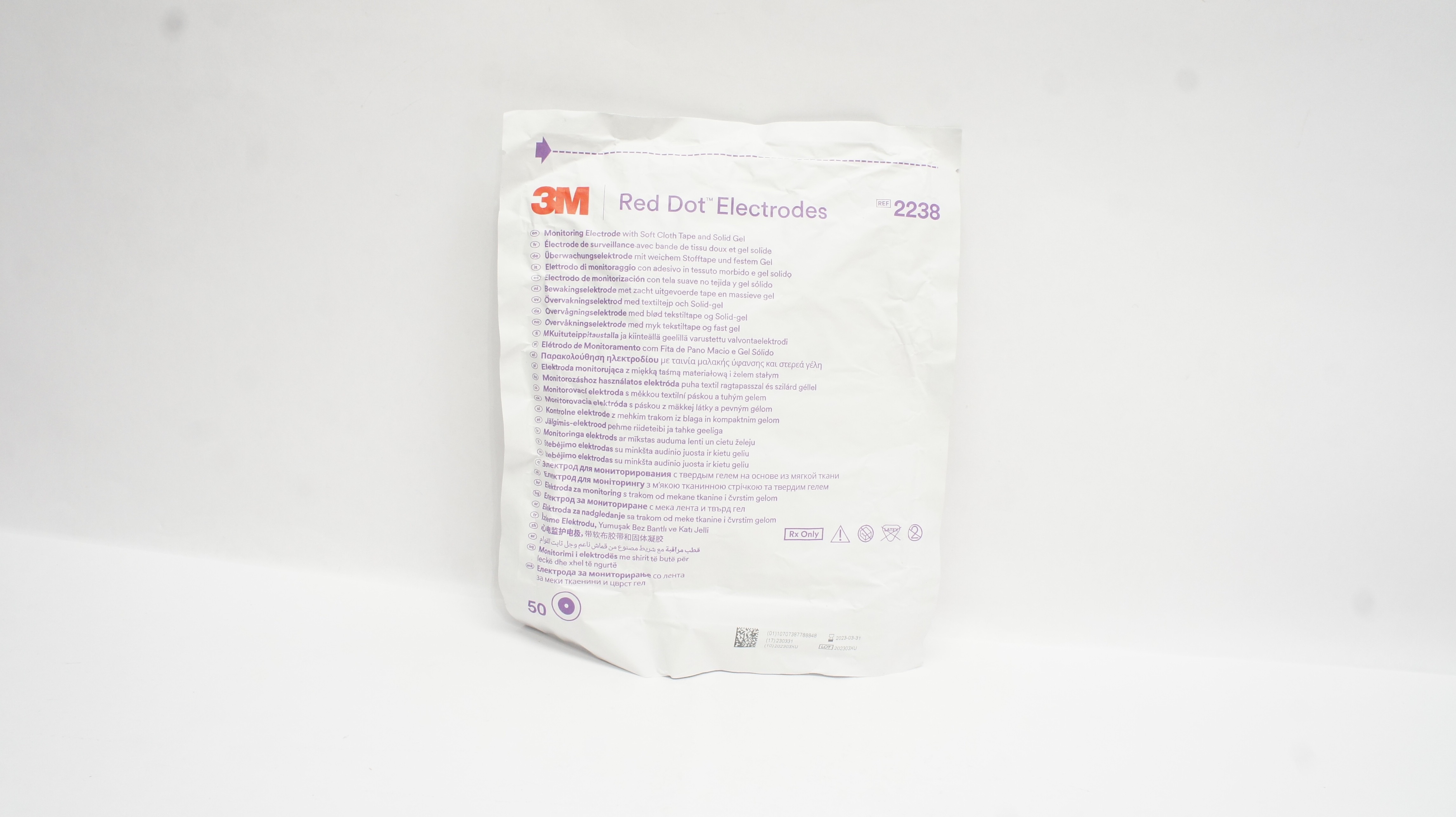 3M 2238 Red Dot Monitoring Electrode W/Soft Cloth & Solid Gel Pack of 50 (x)