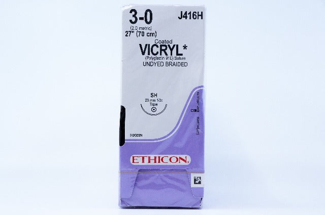 Ethicon J416H 3-0 VICRYL, SH, 26mm 1/2c, 27inch ~ Pack of 36 (x)